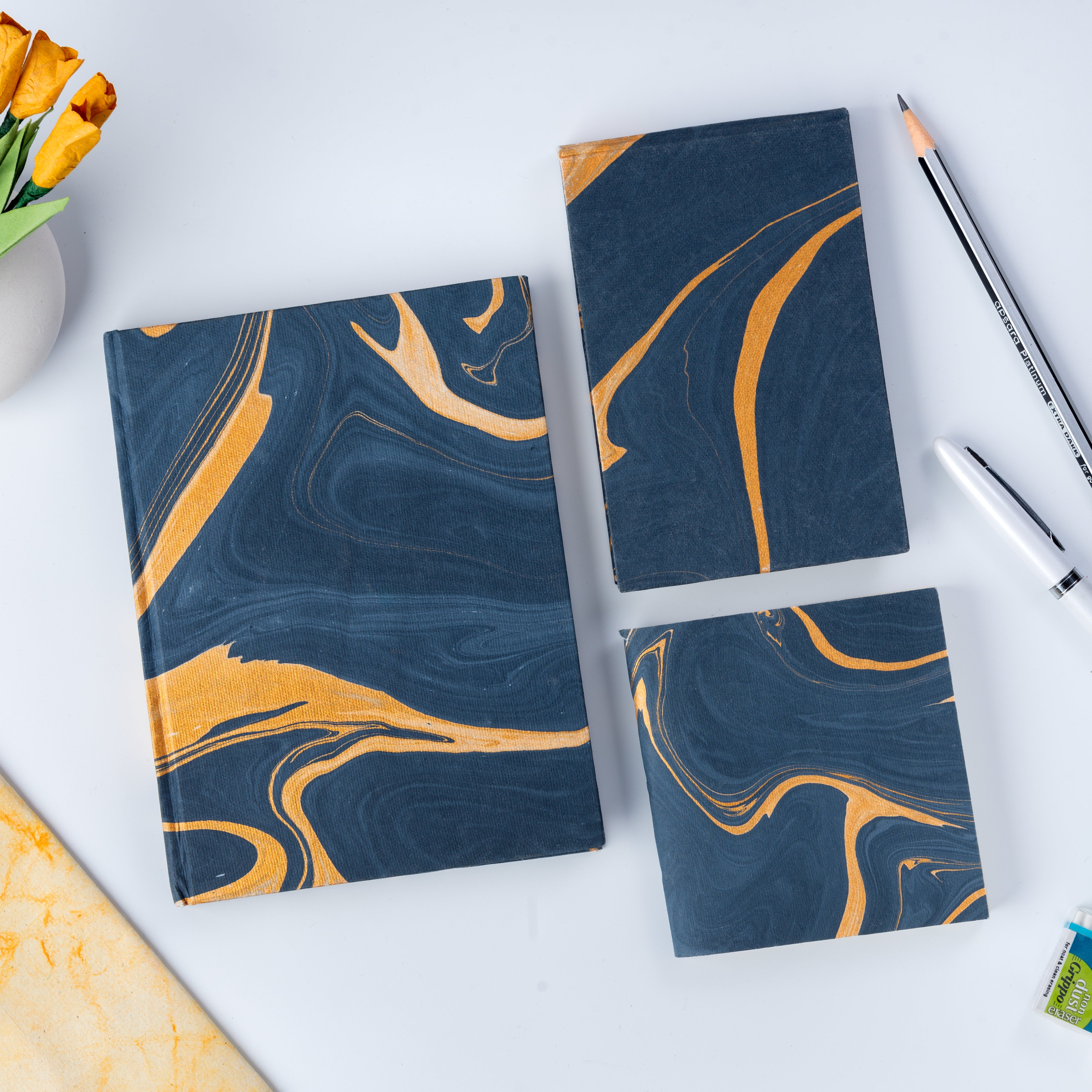 Combo of 3 - Blue Marble A5 Hardbound Diary + Small Blue Marble Notepad + Small Blue Marble Pocket Diary