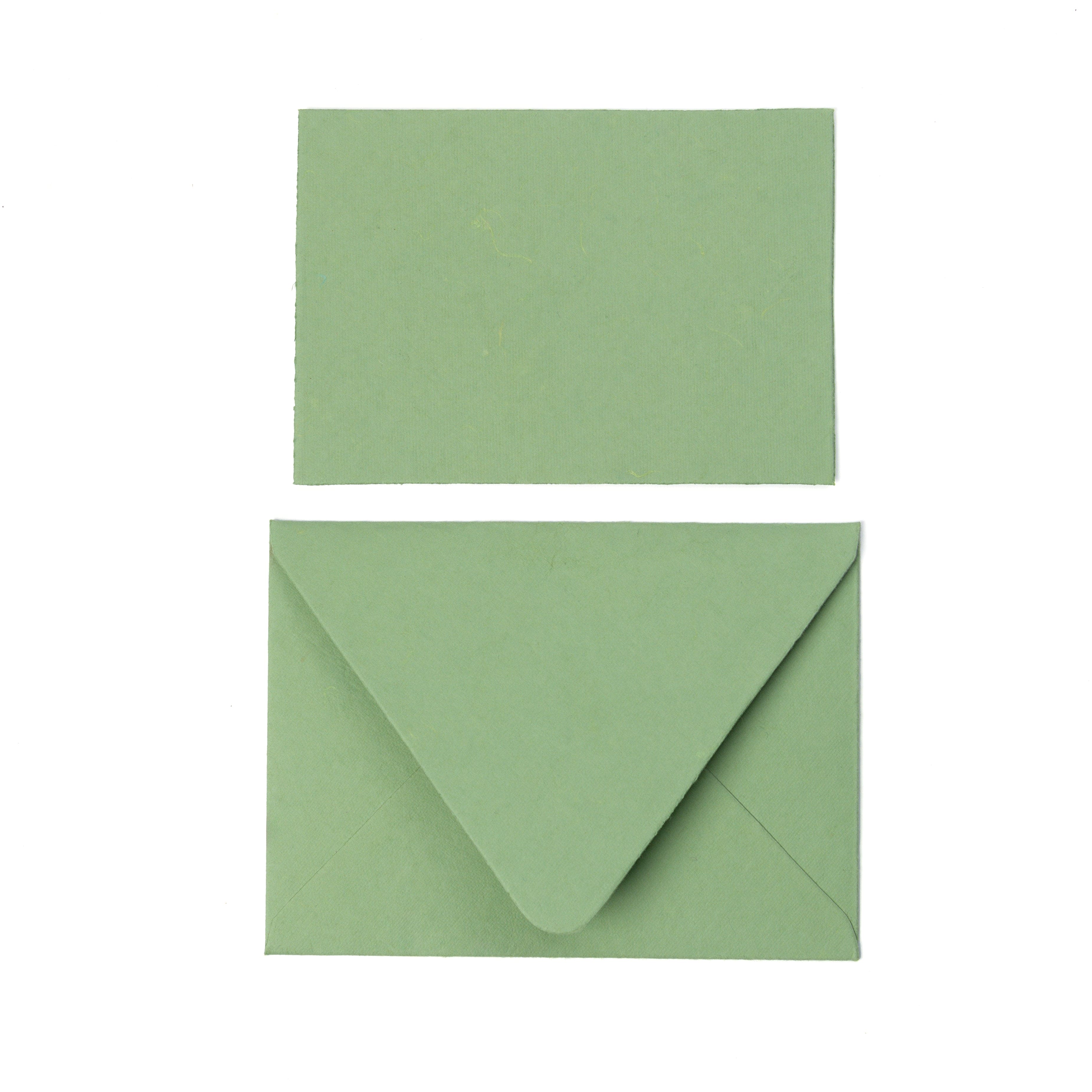 Set of 10 envelopes with note cards (Green)
