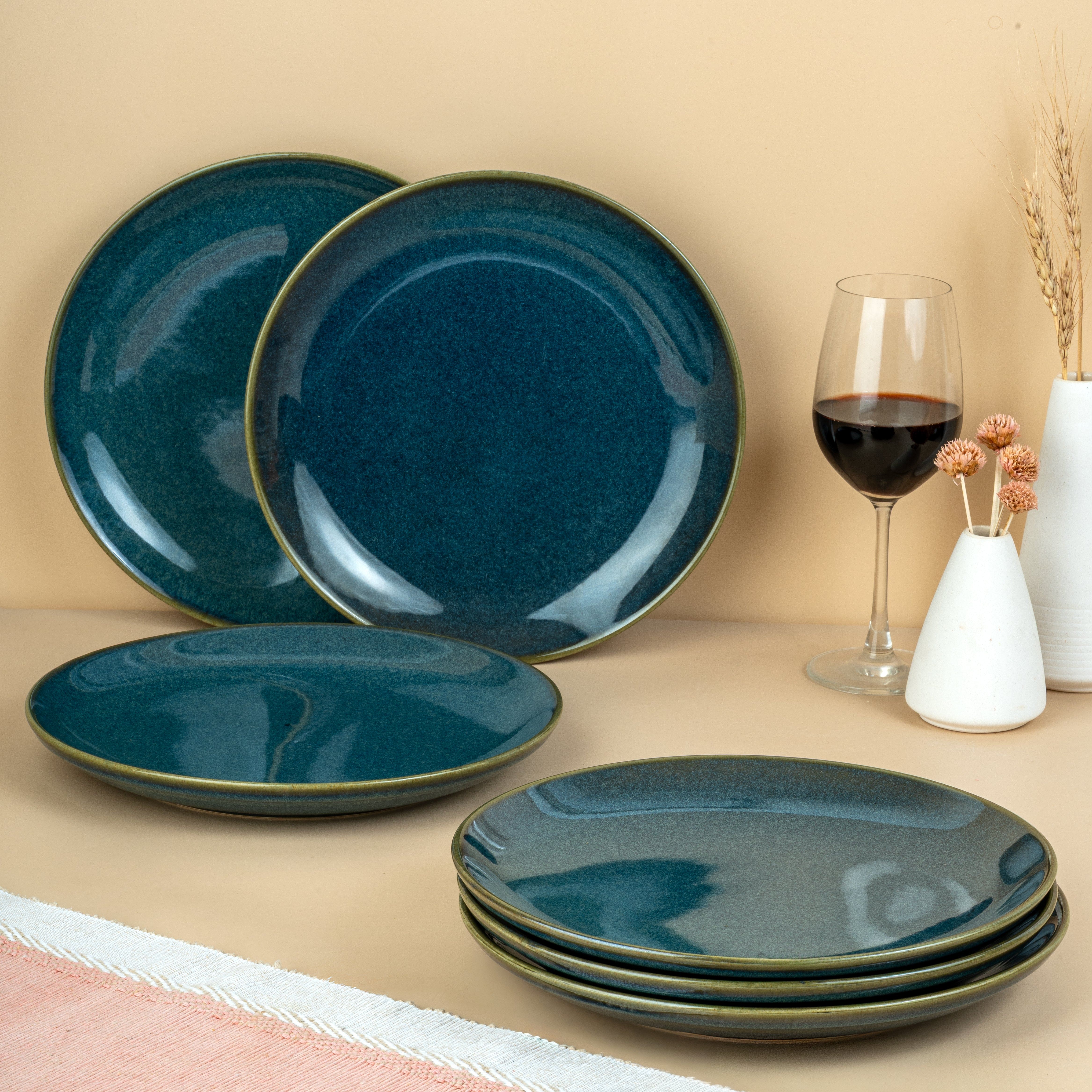 Midnight Tide | Set of 6 Ceramic Dinner Plates