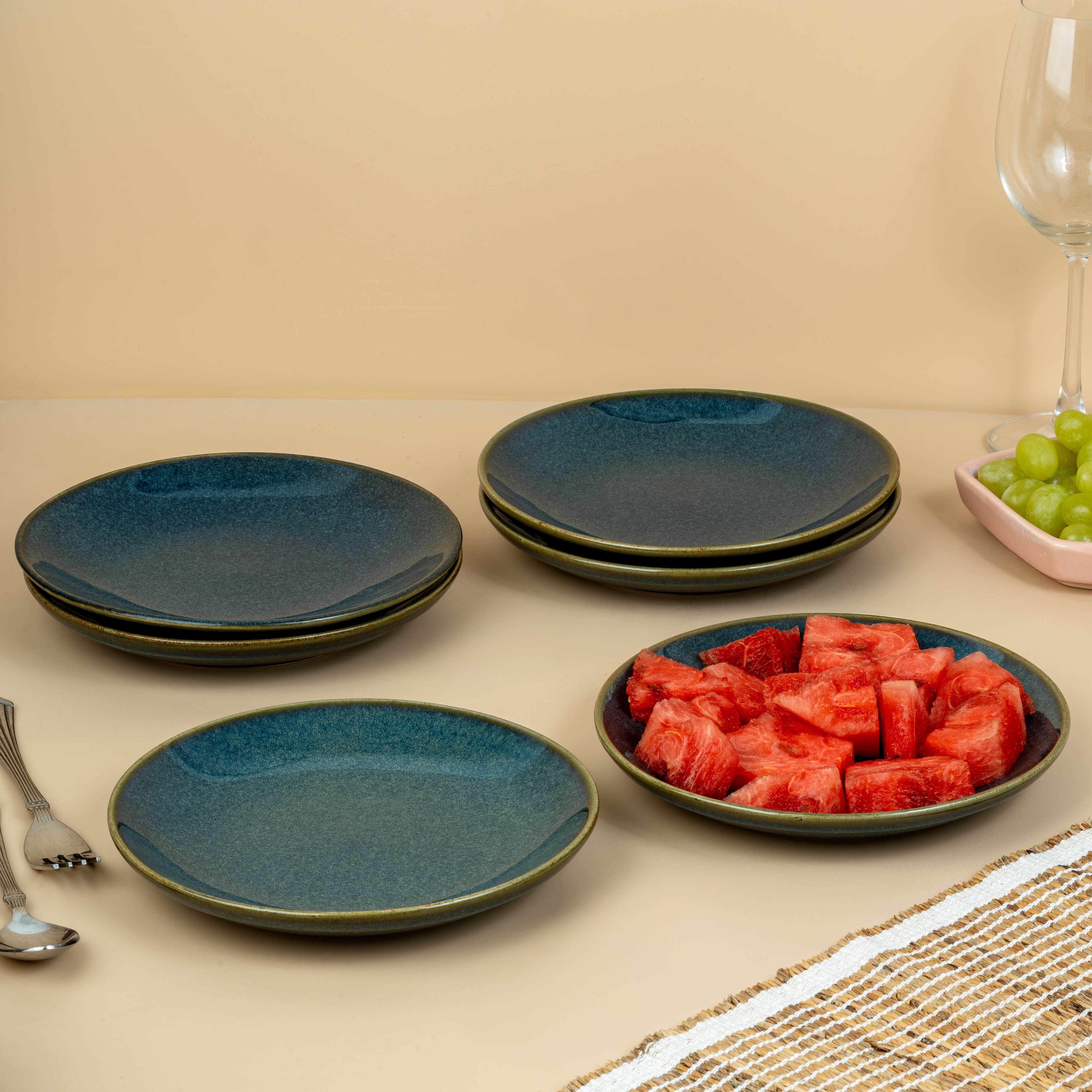 Midnight Tide – Set of 6 Ceramic Snack Plates
