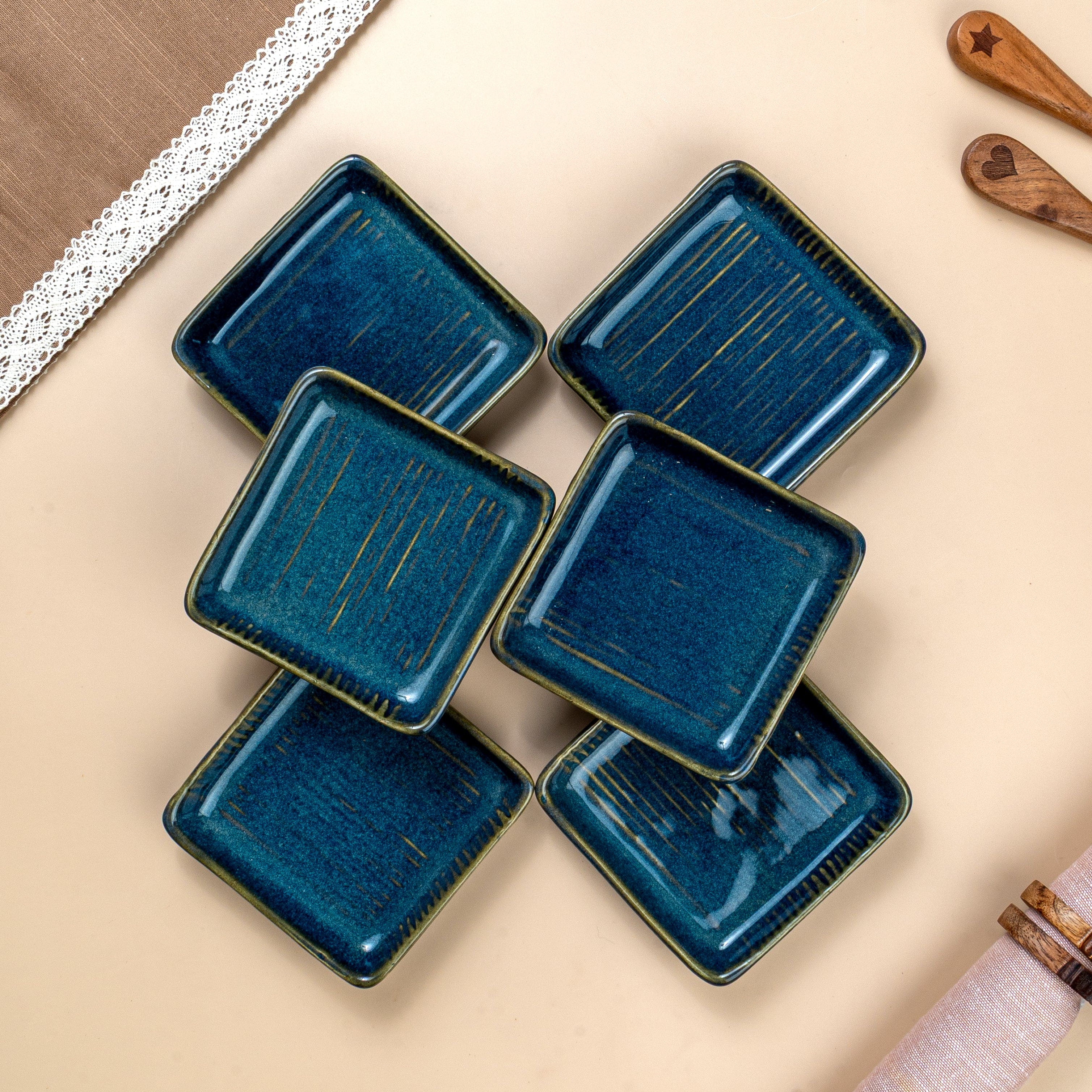 Midnight Tide Dessert Plate Set – Set of 6