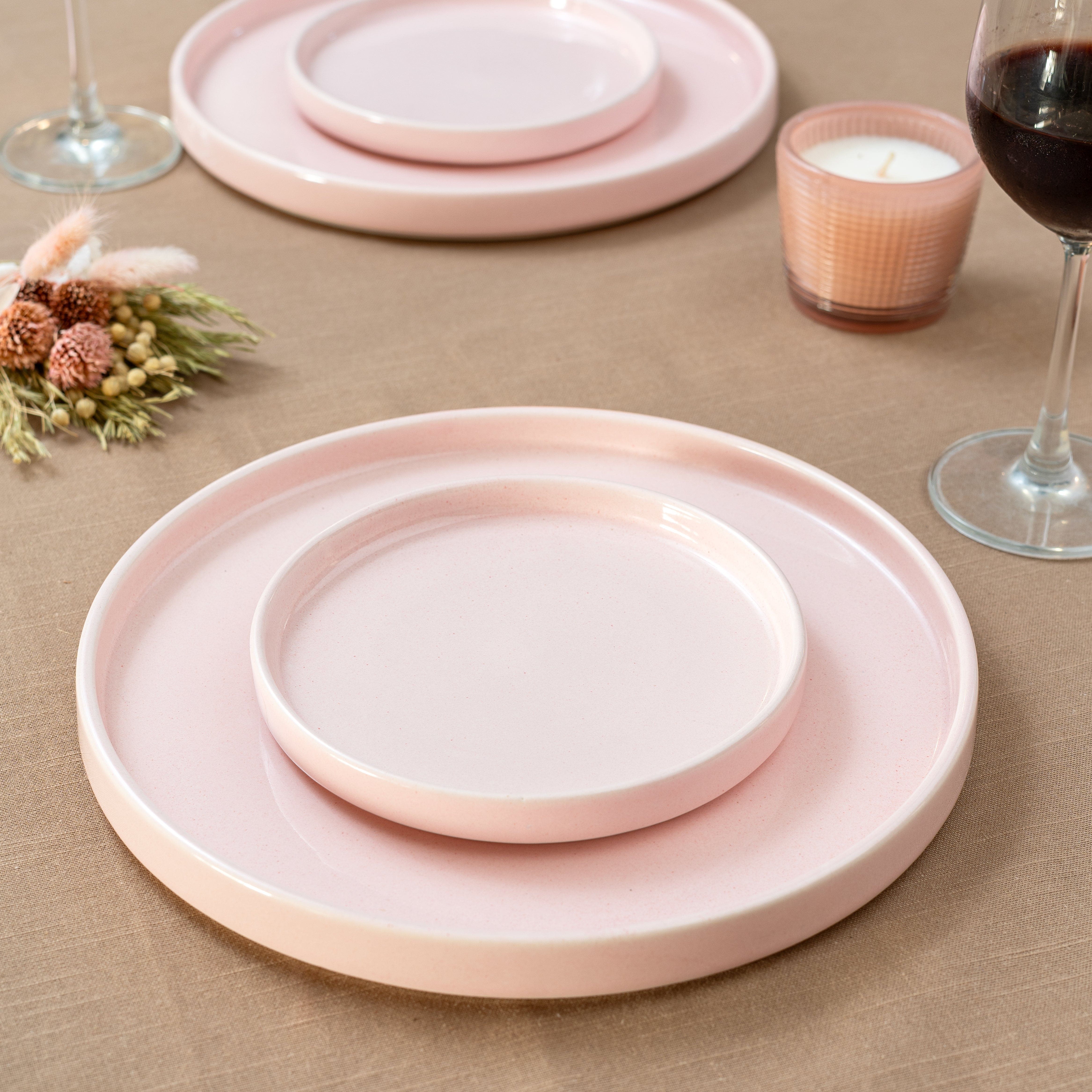 Roseate Ceramic Dinner & Snack Plate Set – Set of 4