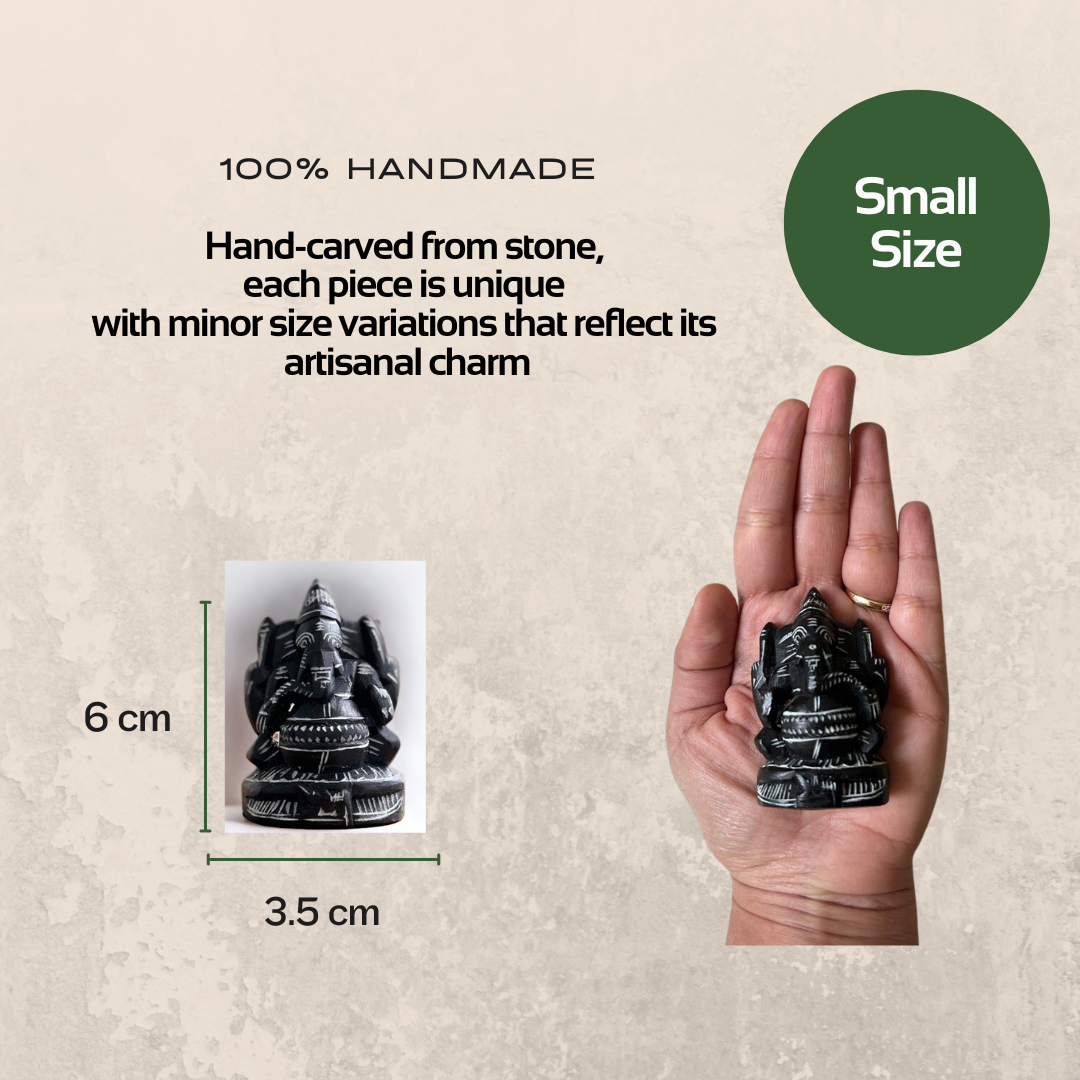 Stone Carved Lord Ganesha Idol - Small