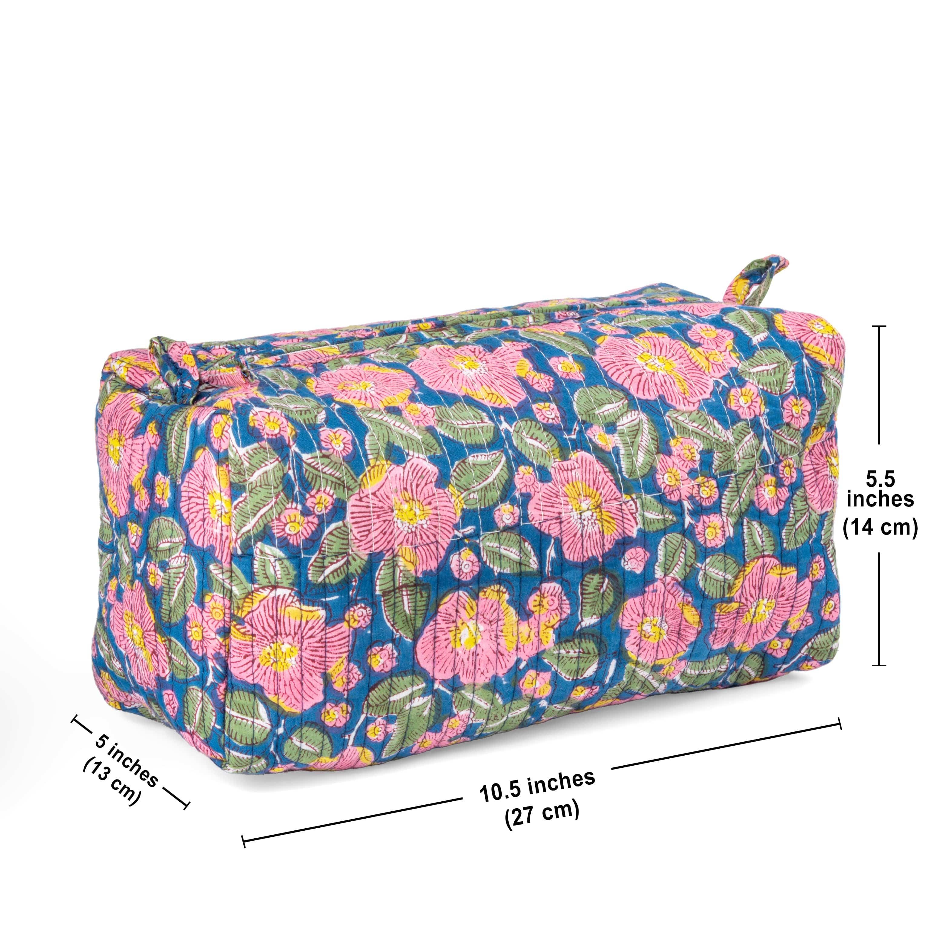 Bags "Garden Paradise" Block Printed Quilted Toiletry Pouch – Large artmansha