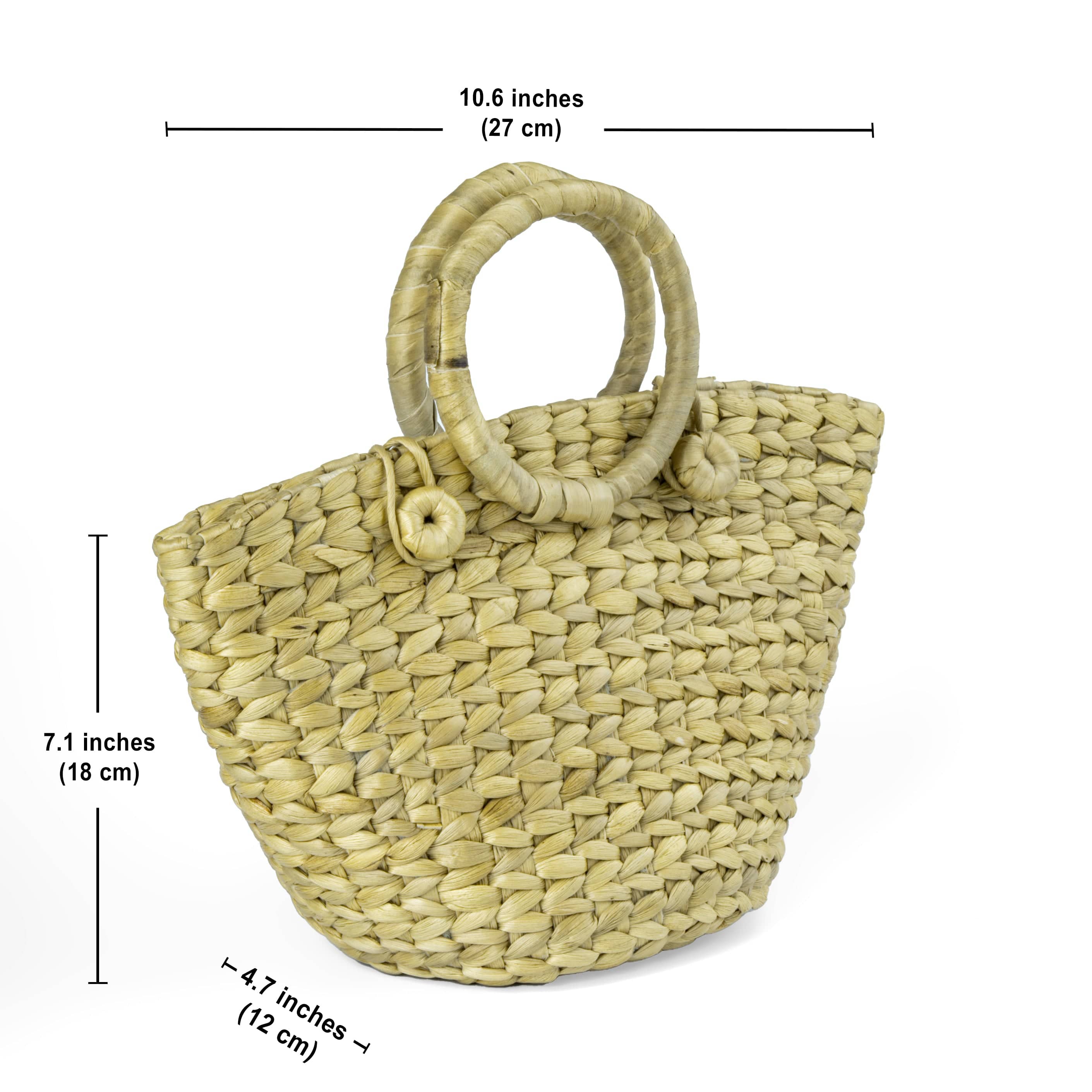 Bags Natural Water Hyacinth Handcrafted Mini Tote artmansha