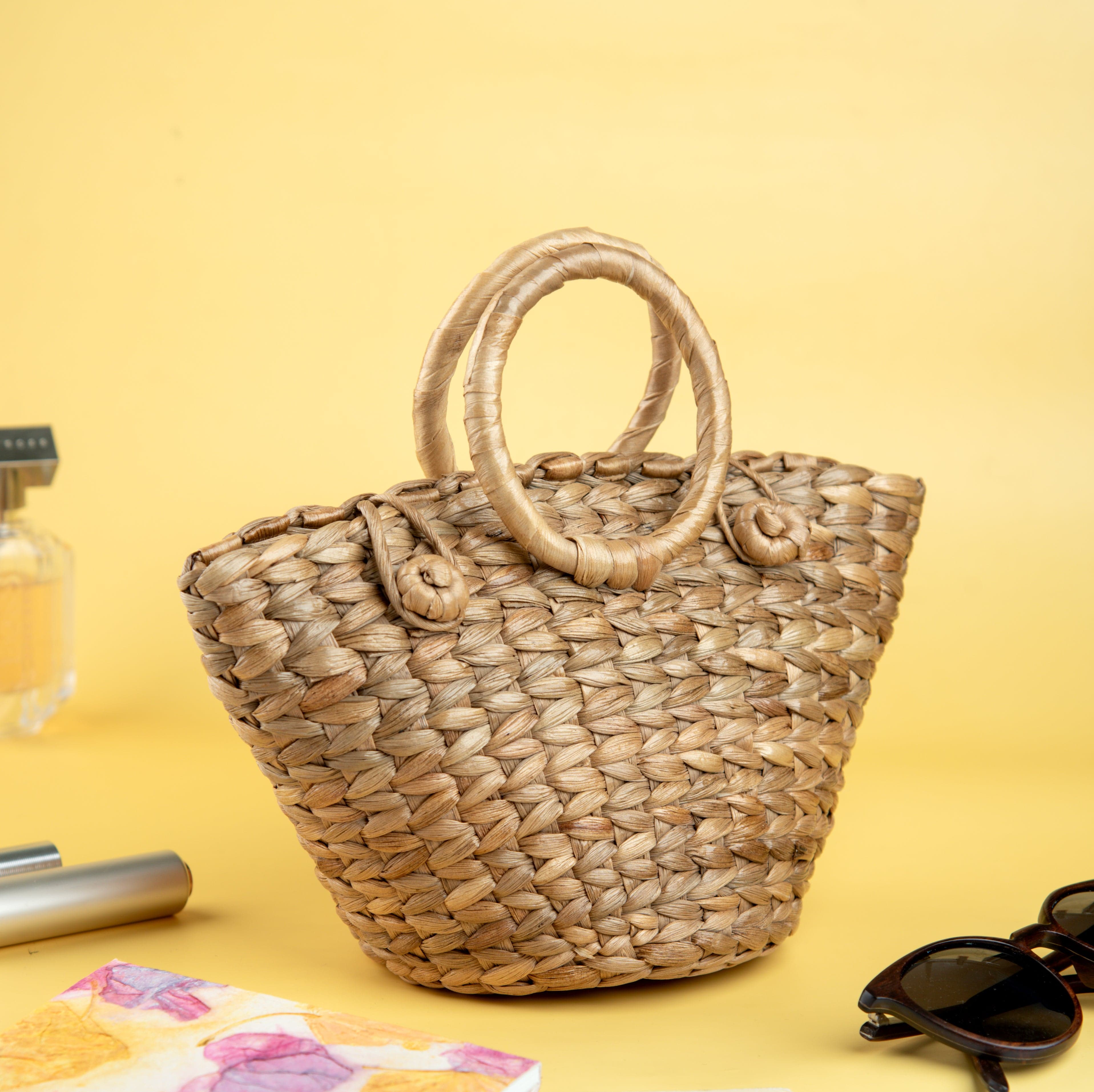 Bags Natural Water Hyacinth Handcrafted Mini Tote artmansha