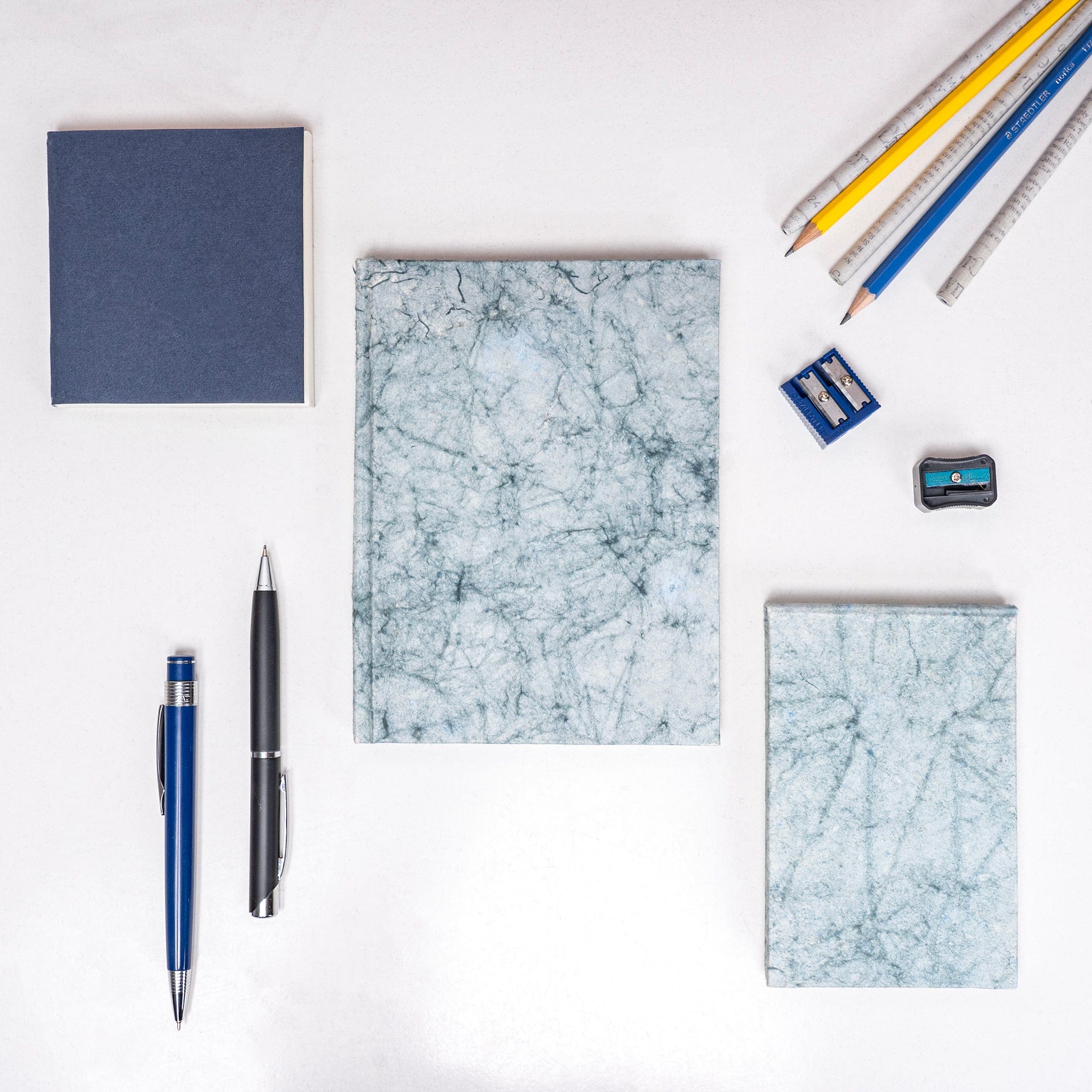 Combo of 3 - Blue Batik A5 Hardbound Diary + Small Blue Batil Notepad + Small Blue Plain Pocket Diary artmansha