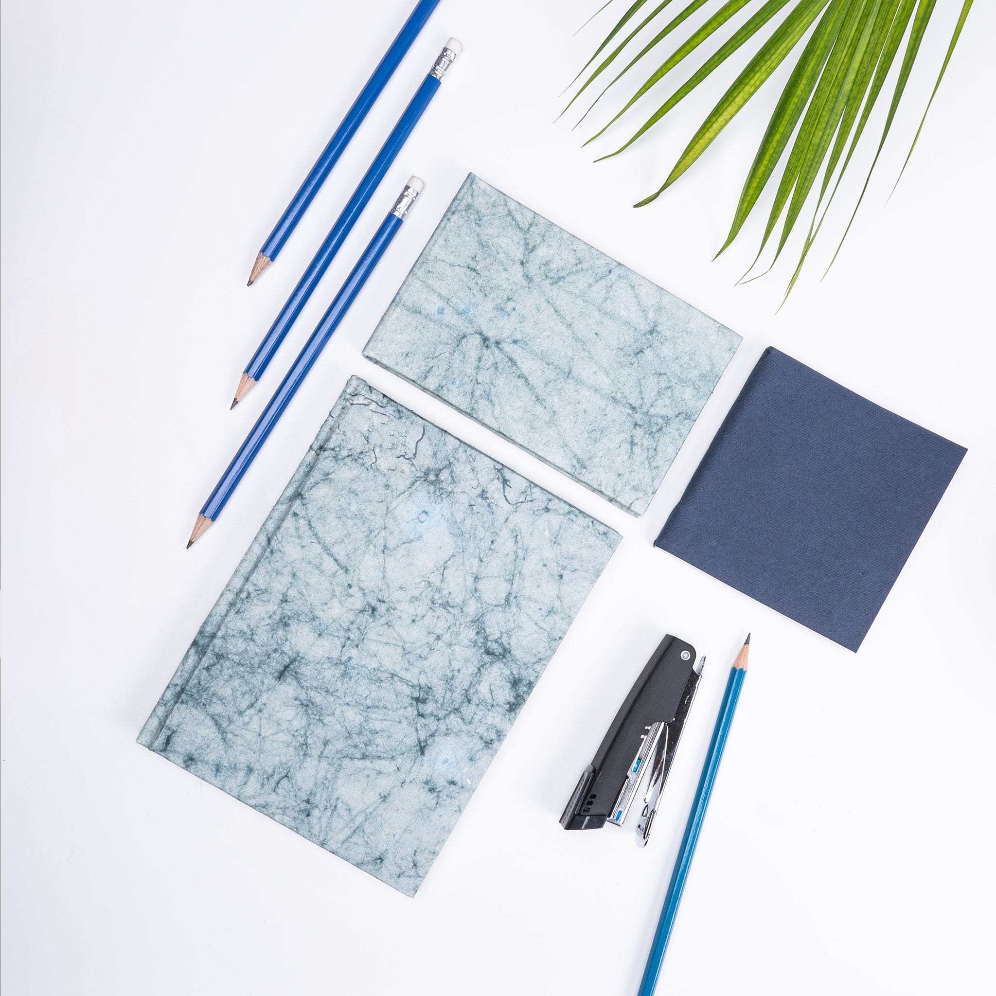 Combo of 3 - Blue Batik A5 Hardbound Diary + Small Blue Batil Notepad + Small Blue Plain Pocket Diary artmansha