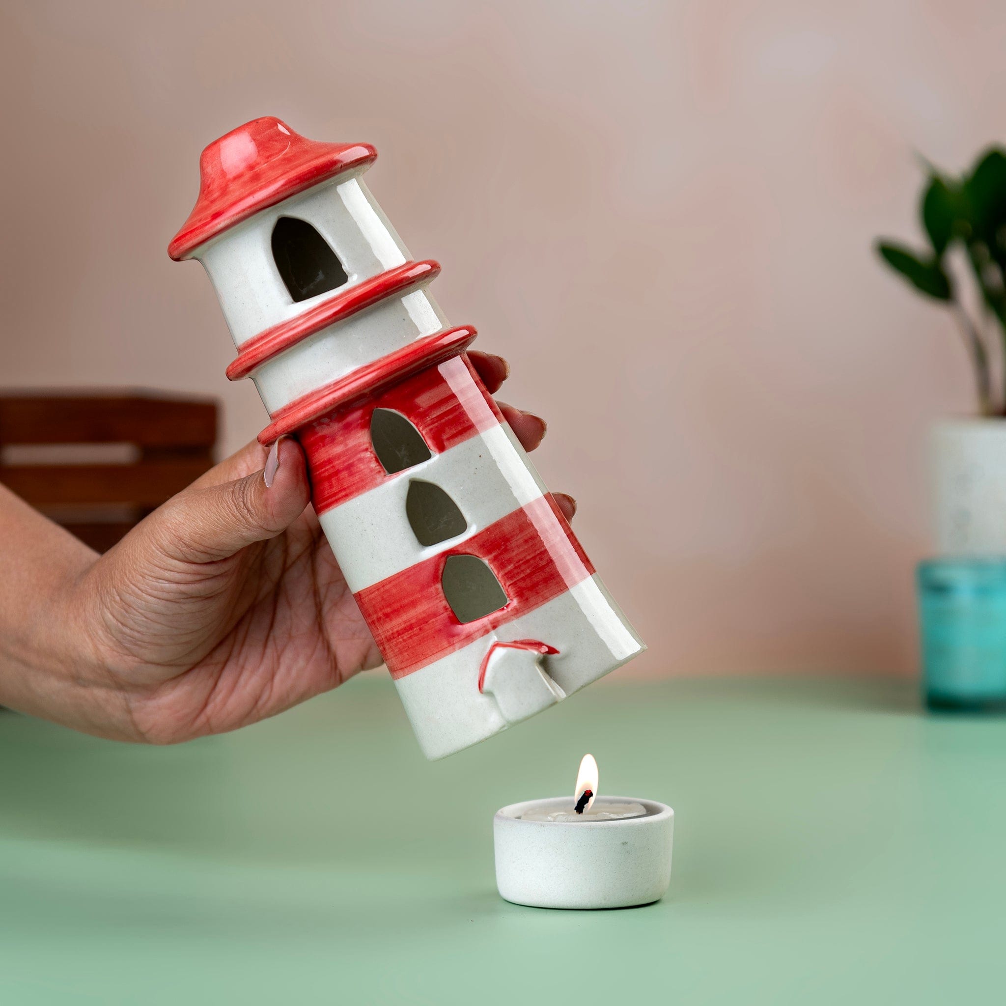 Decor 'Lighthouse' Ceramic Tealight Holder artmansha