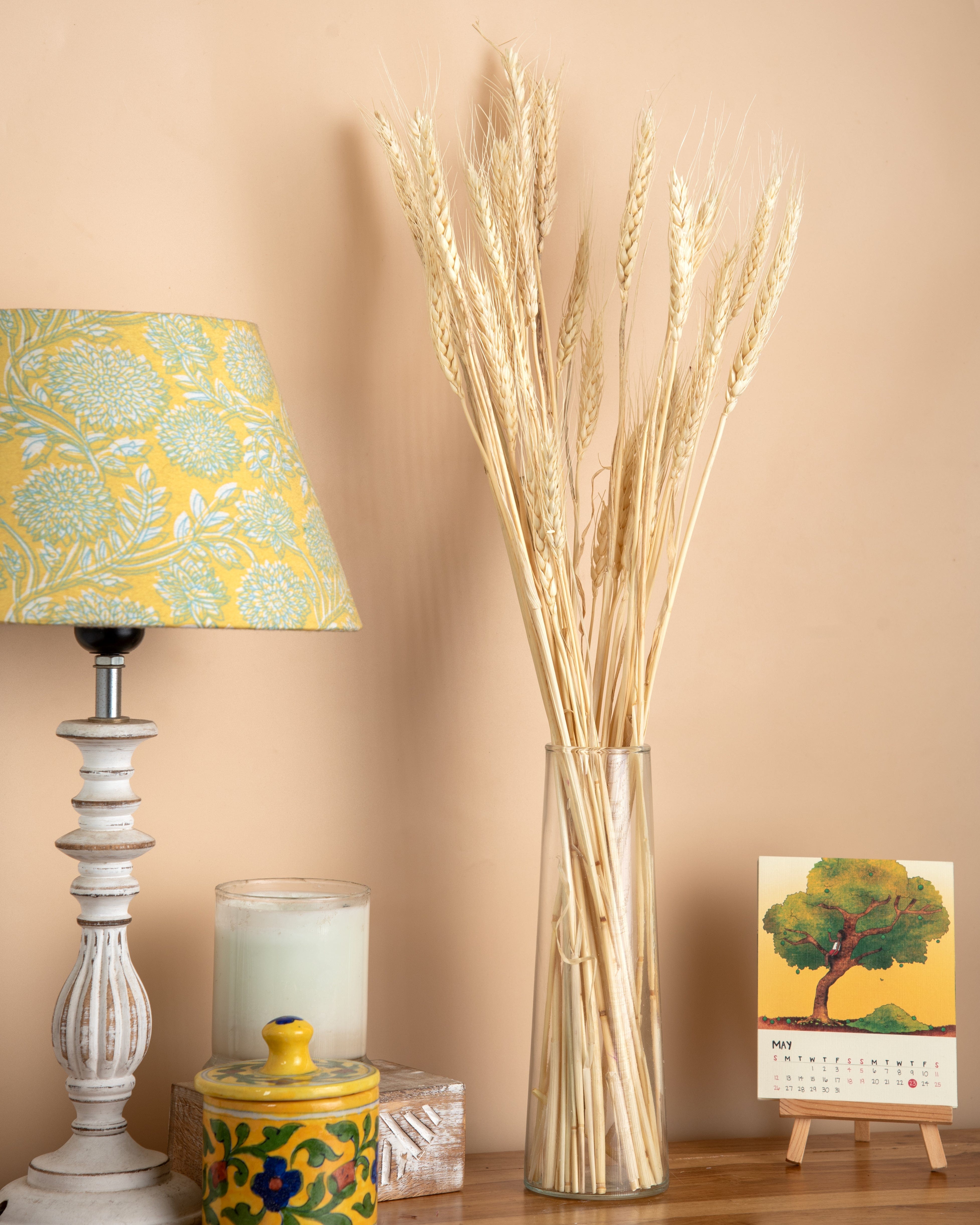 Decor Natural Dried Wheat Grass – 50g Pack (Vase Filler for Home Décor)-Cream artmansha