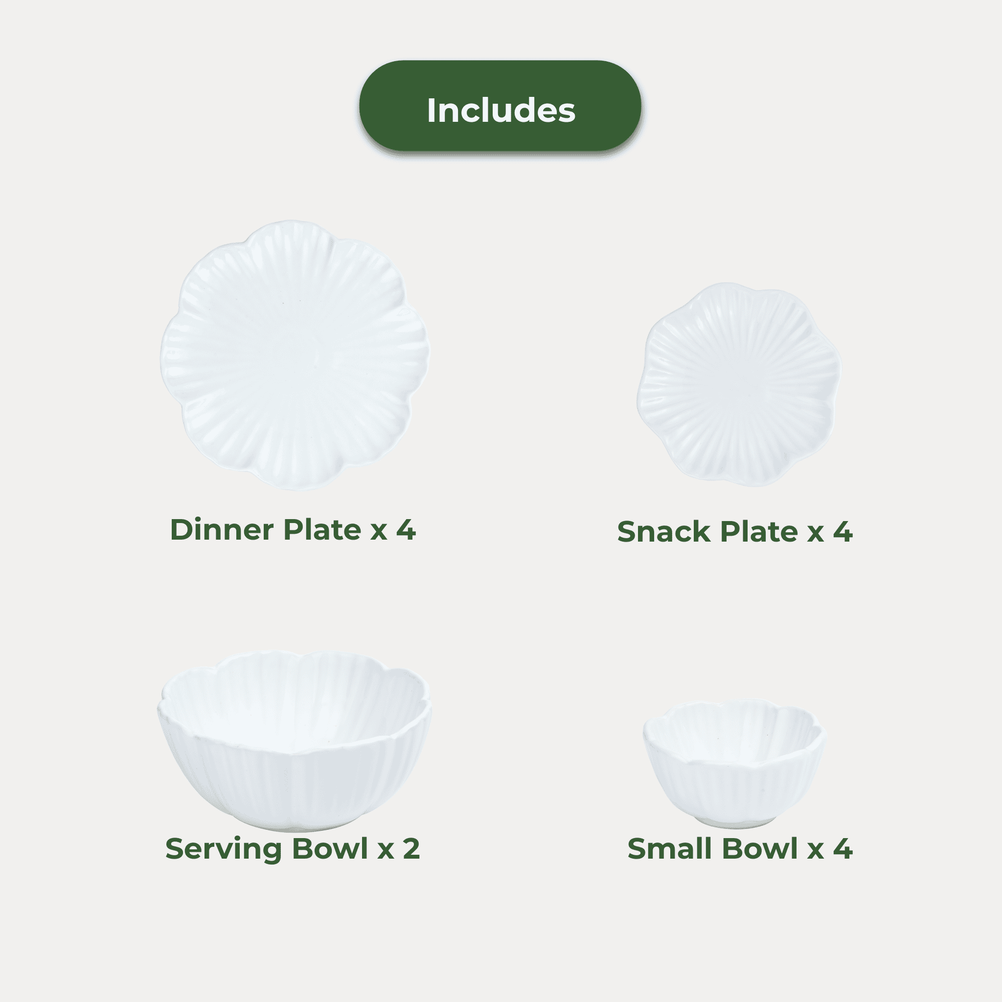 Dinnerware Sets Bloom – 14-Piece Ceramic Dinner Set for 4 artmansha