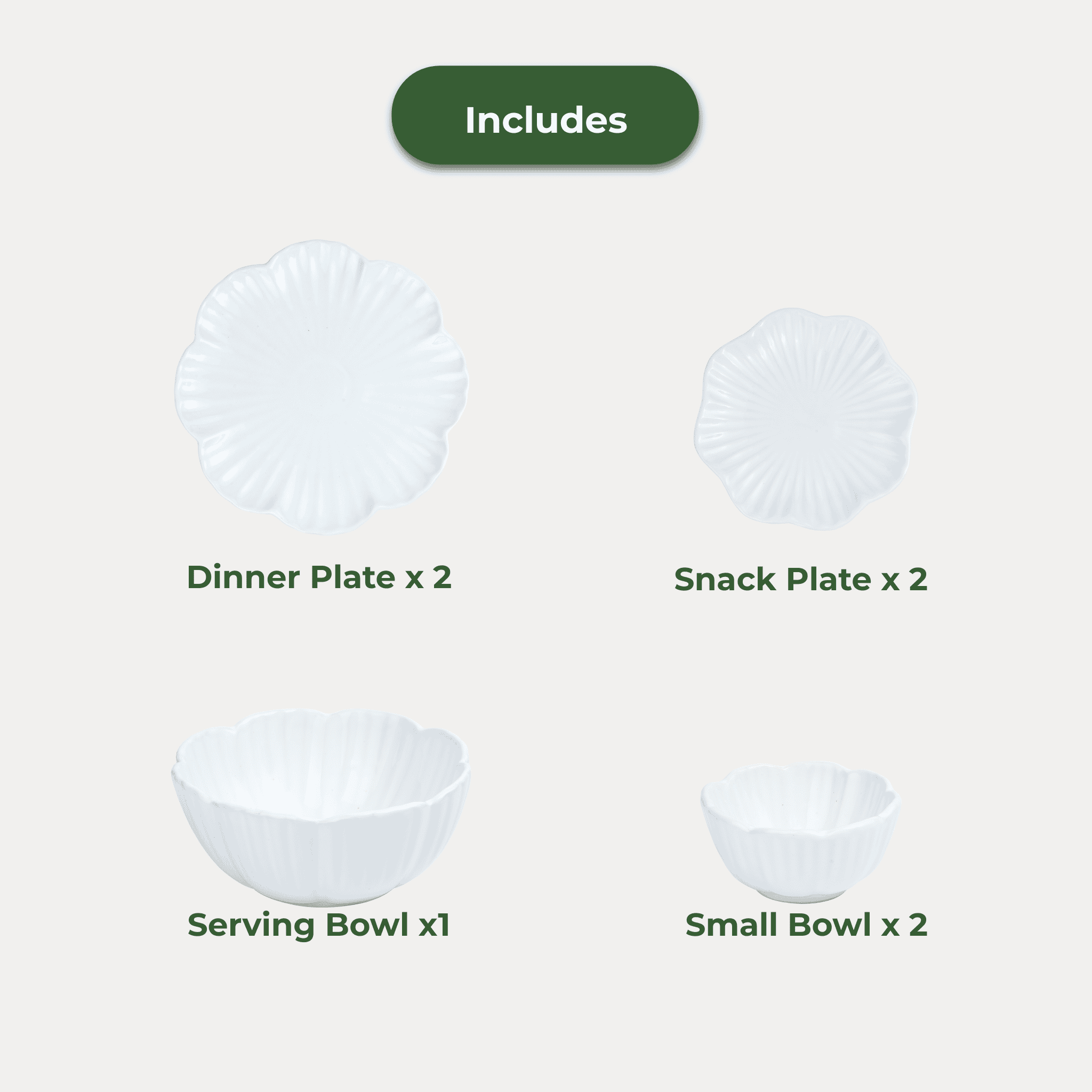 Dinnerware Sets Bloom – Ceramic Dinner Set for 2 (7 pcs) artmansha