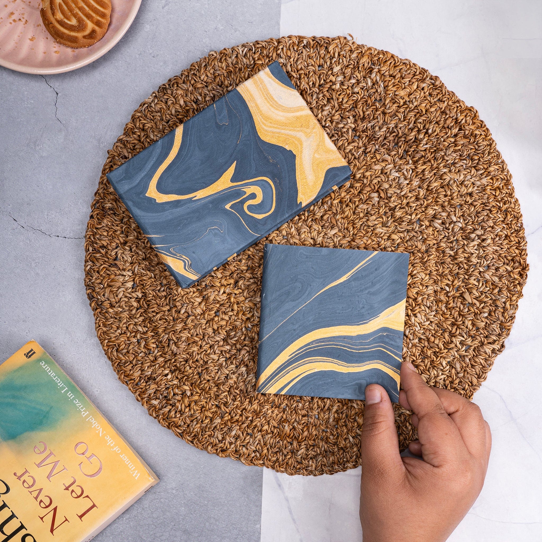 Small Blue Marble Notepad and Small Blue Pocket Diary- Combo artmansha