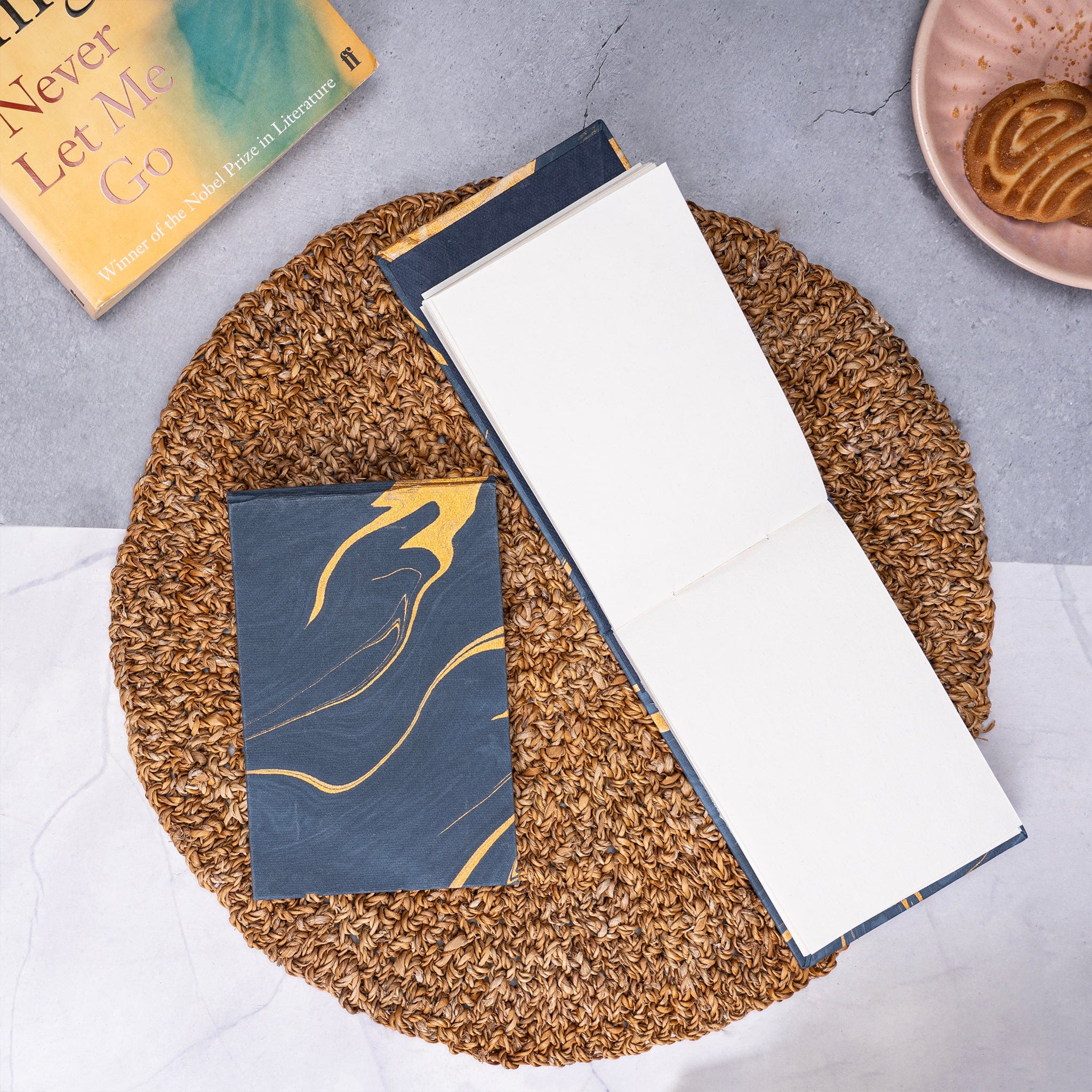 Small Blue Marble Notepad and Small Blue Pocket Diary- Combo artmansha