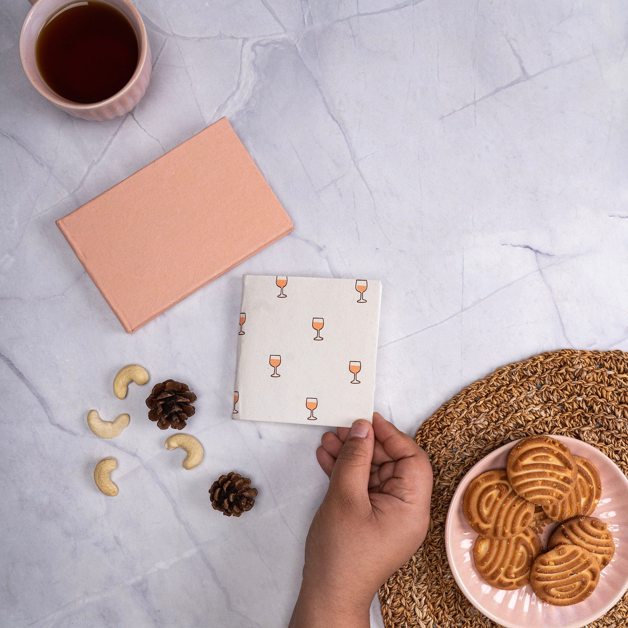 Small Blush Notepad & Small Wine Glass Pocket Diary- Combo artmansha