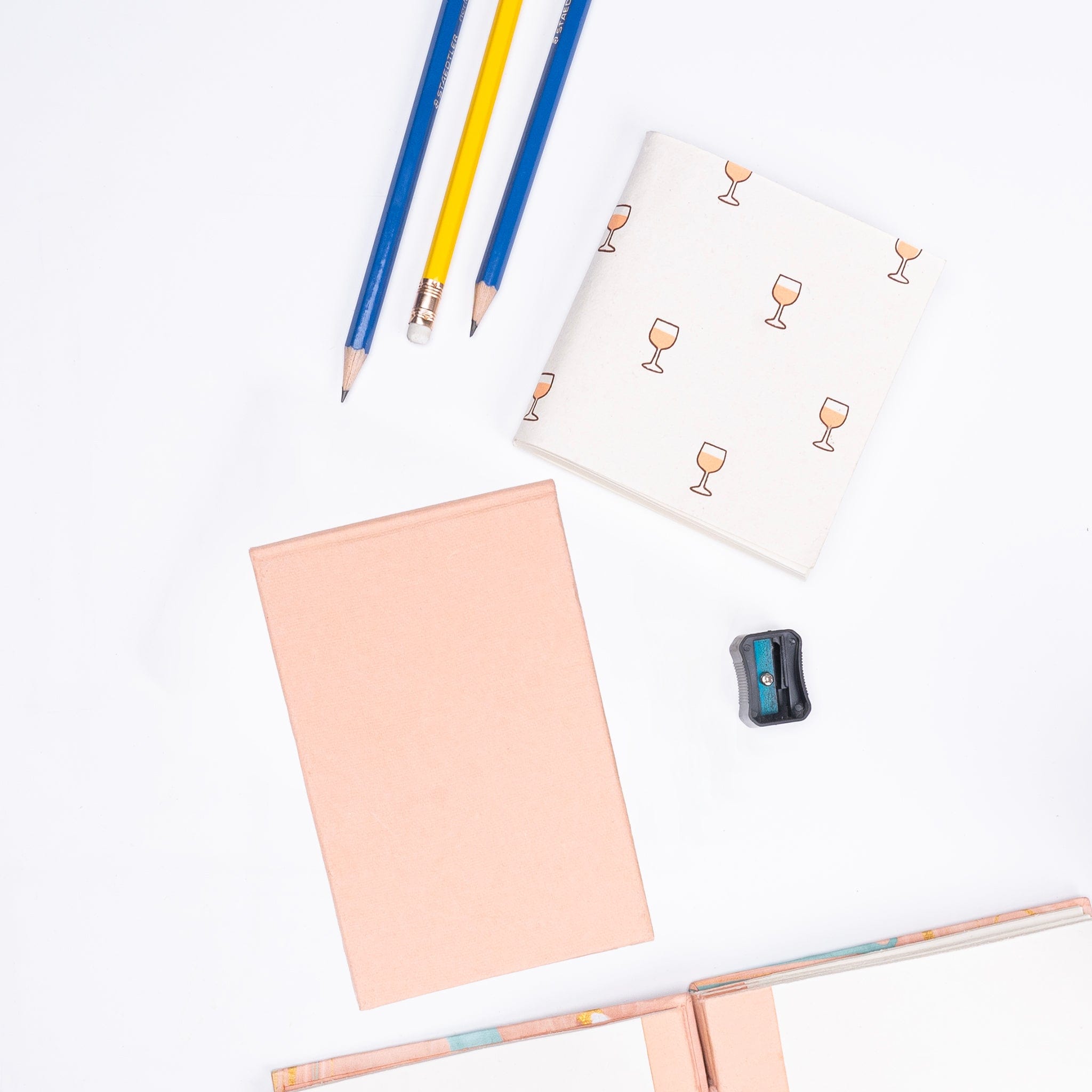 Small Blush Notepad & Small Wine Glass Pocket Diary- Combo artmansha