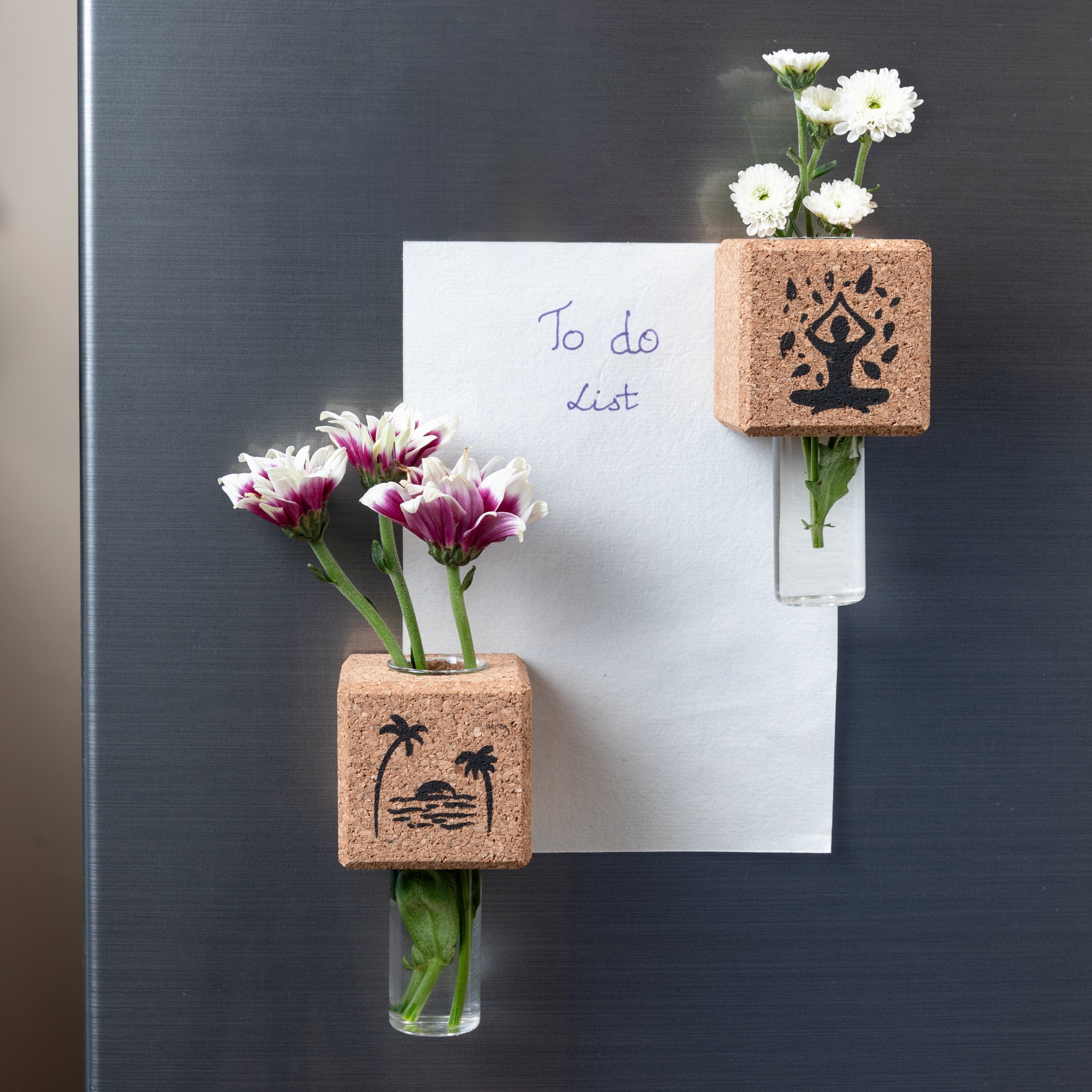 Vases 'Calm Within' Cork Combo of 2 Magnetic Vases/Planters artmansha
