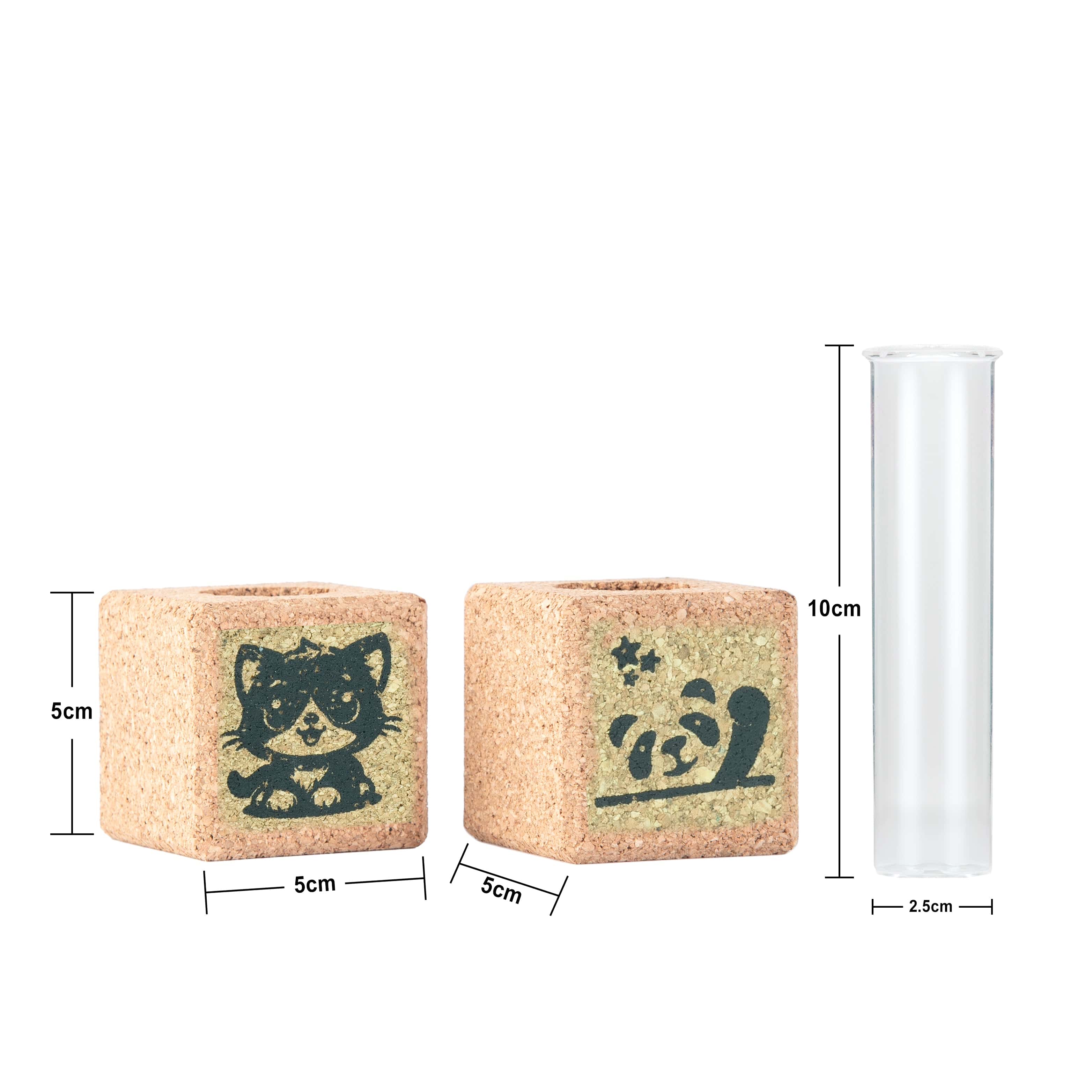 Vases 'Cute Cat & Panda' Combo of 2 Cork Magnetic Mini Planters/Vases artmansha