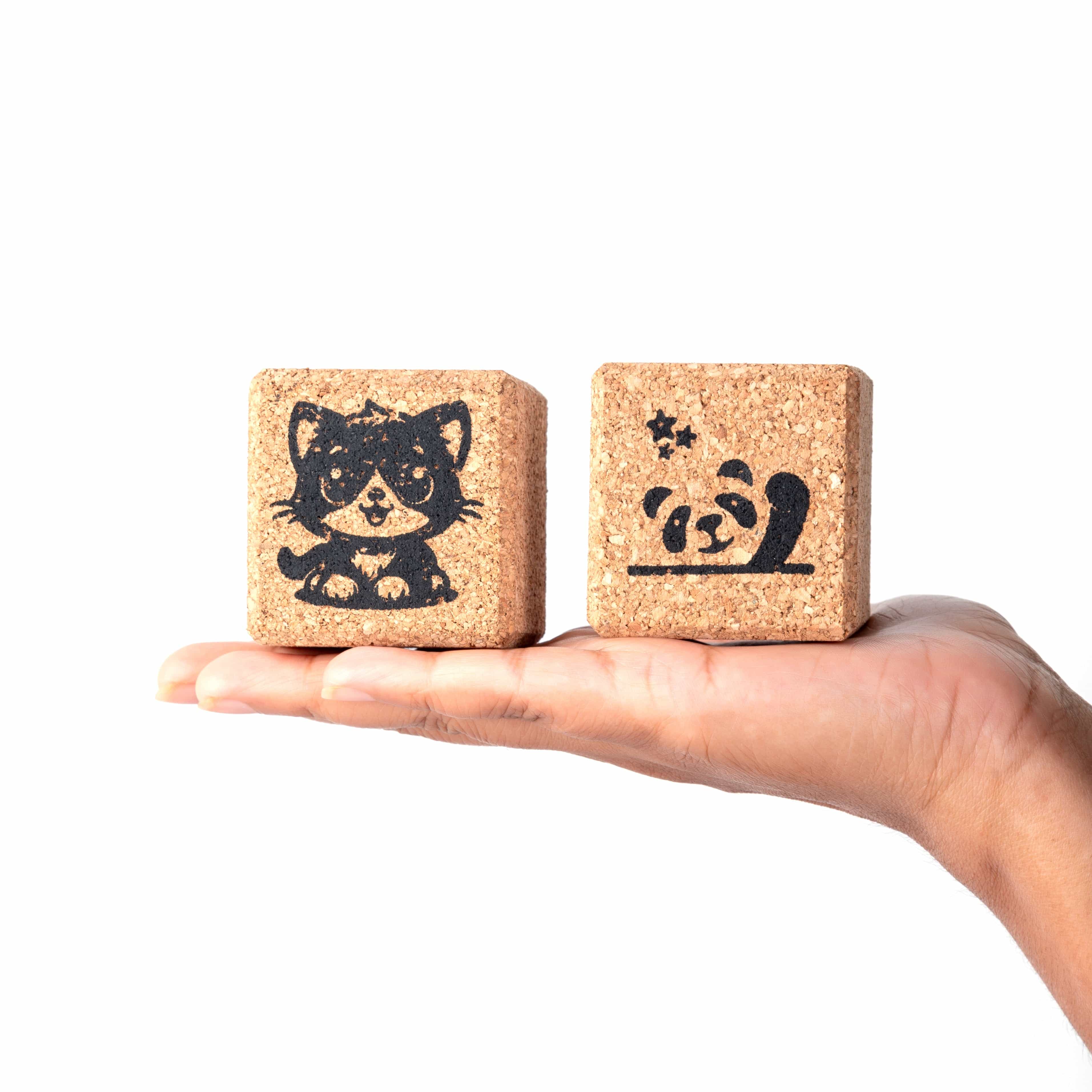 Vases 'Cute Cat & Panda' Combo of 2 Cork Magnetic Mini Planters/Vases artmansha