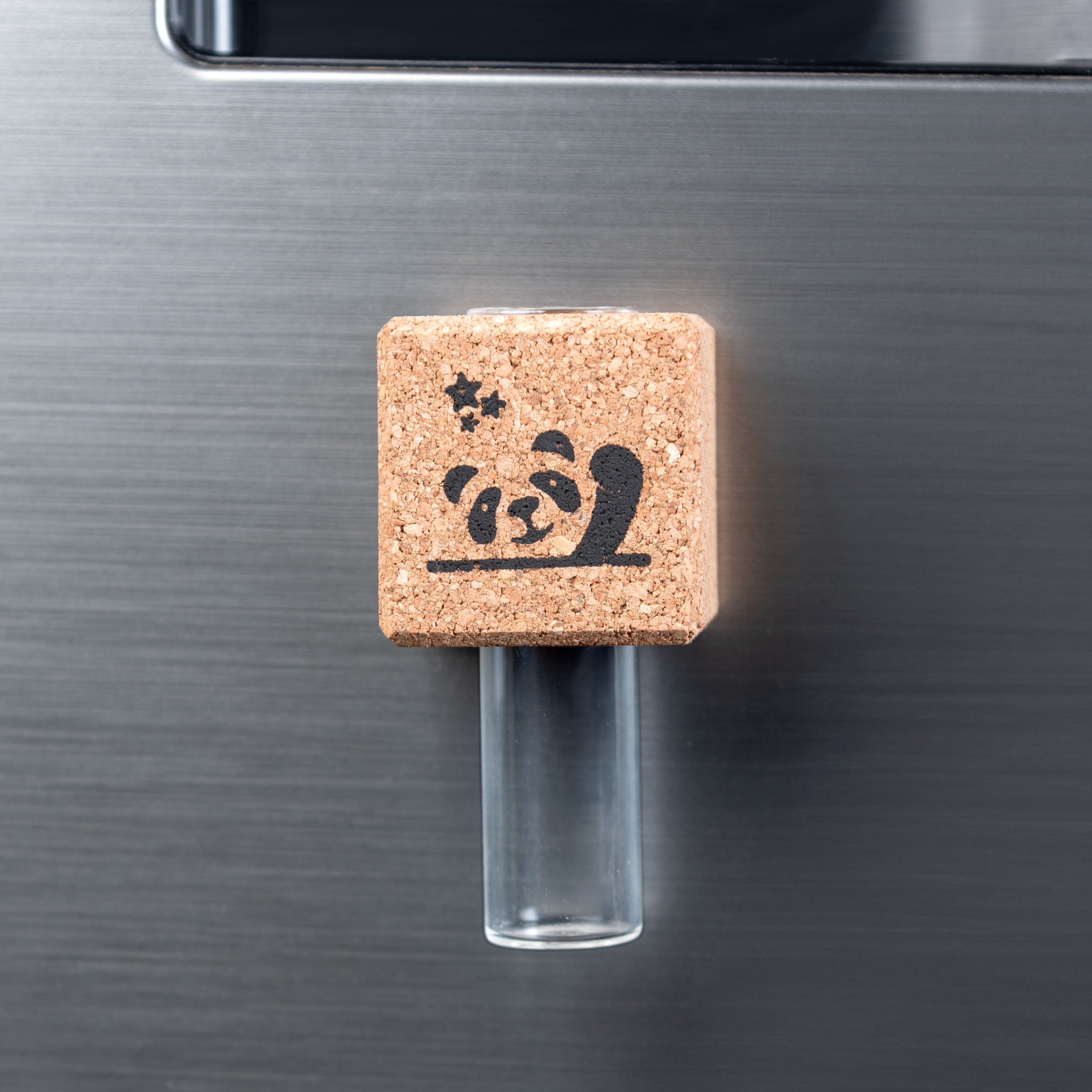 Vases 'Cute Cat & Panda' Combo of 2 Cork Magnetic Mini Planters/Vases artmansha
