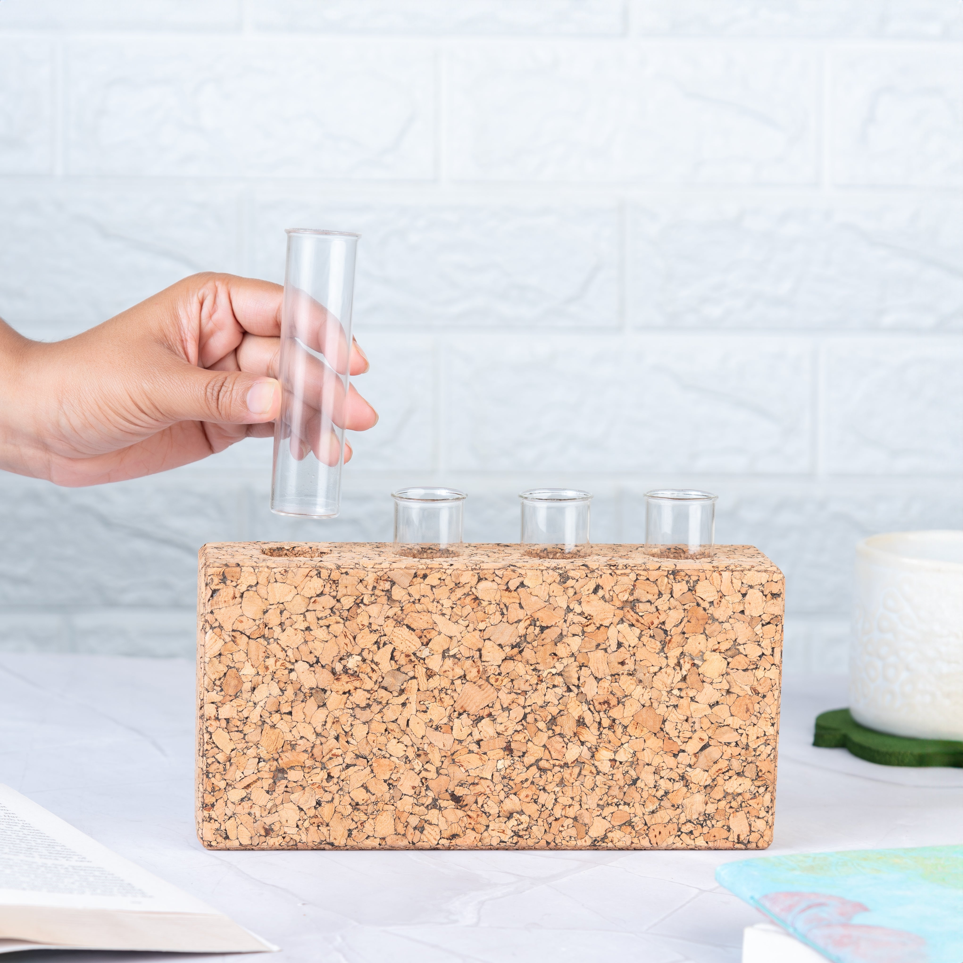 'Blooming Brick' Cork Test Tube Vase/Planter