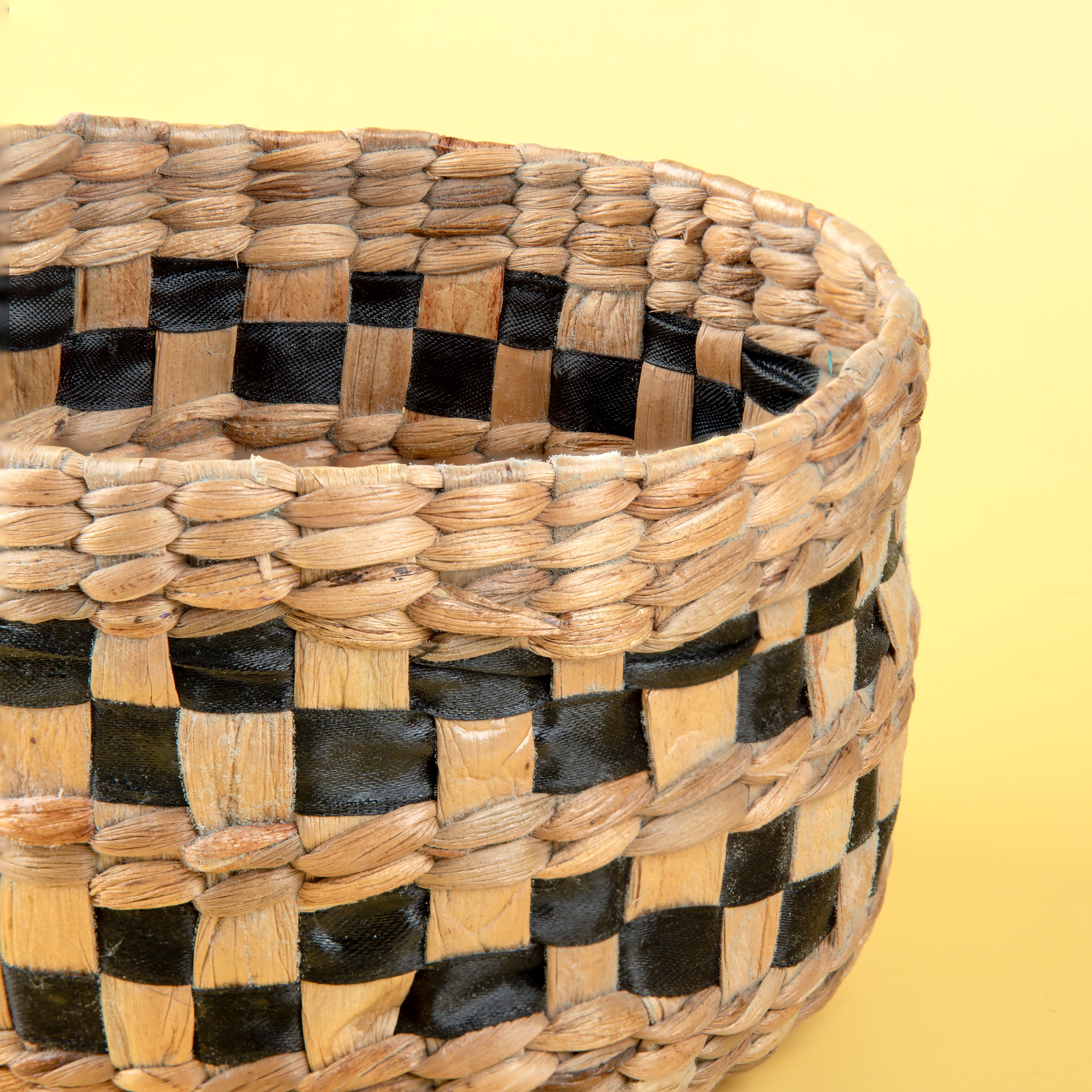 Natural Water Hyacinth Handcrafted Storage Basket- Set of 2