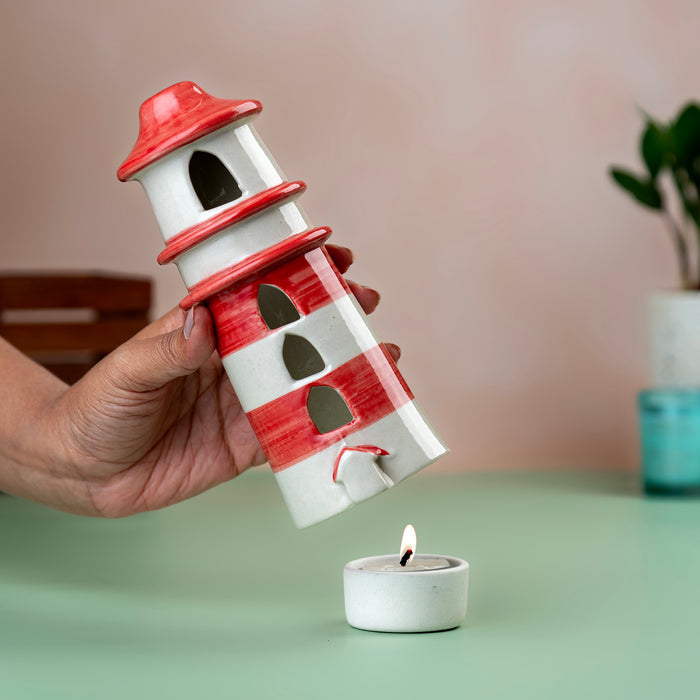 'Lighthouse' Ceramic Tealight Holder