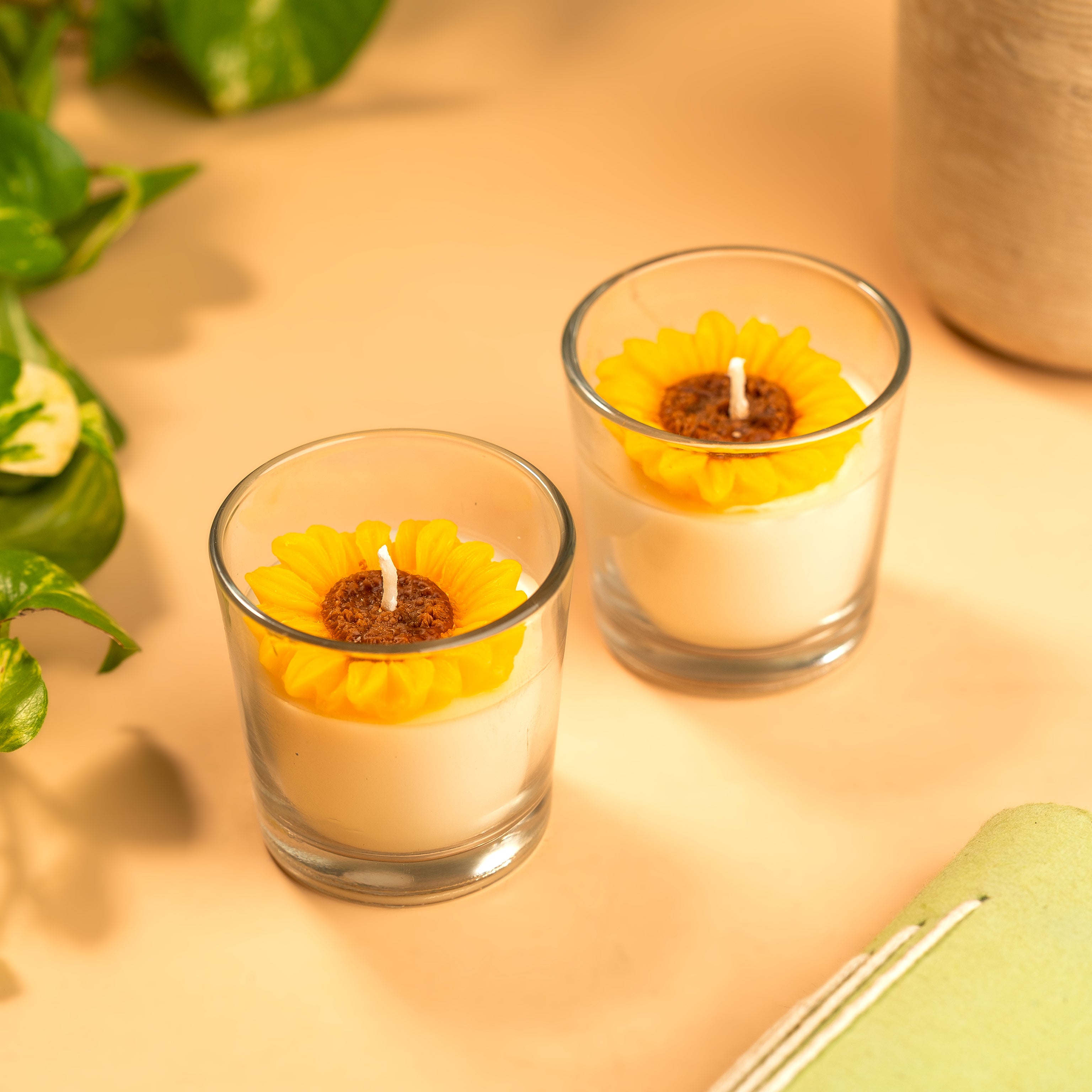 Set of 2 Sunflower Shot Jar Soy Wax Candles – Jasmine