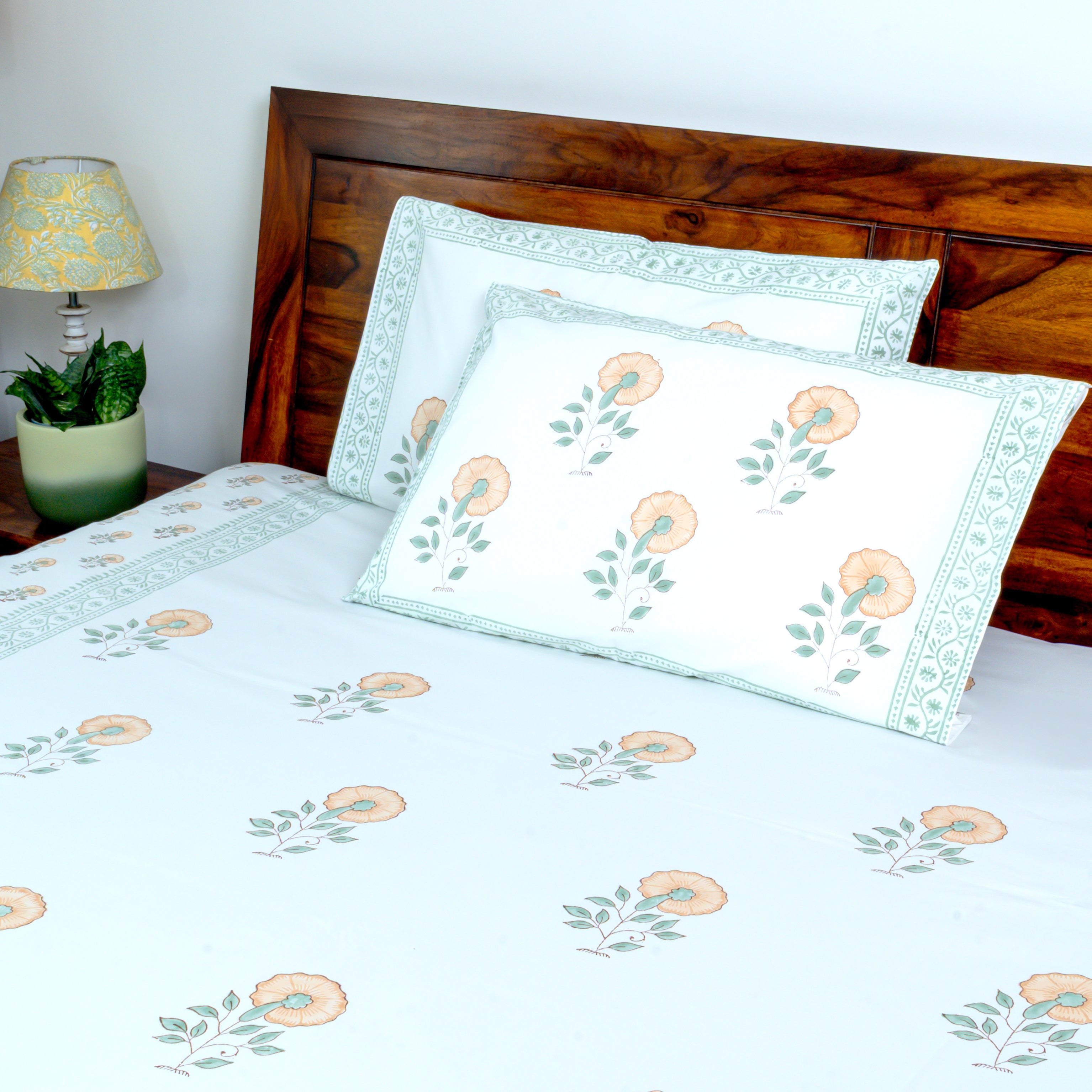 Cassia - 100% Cotton Percale 300 TC Super King Size Bedsheet