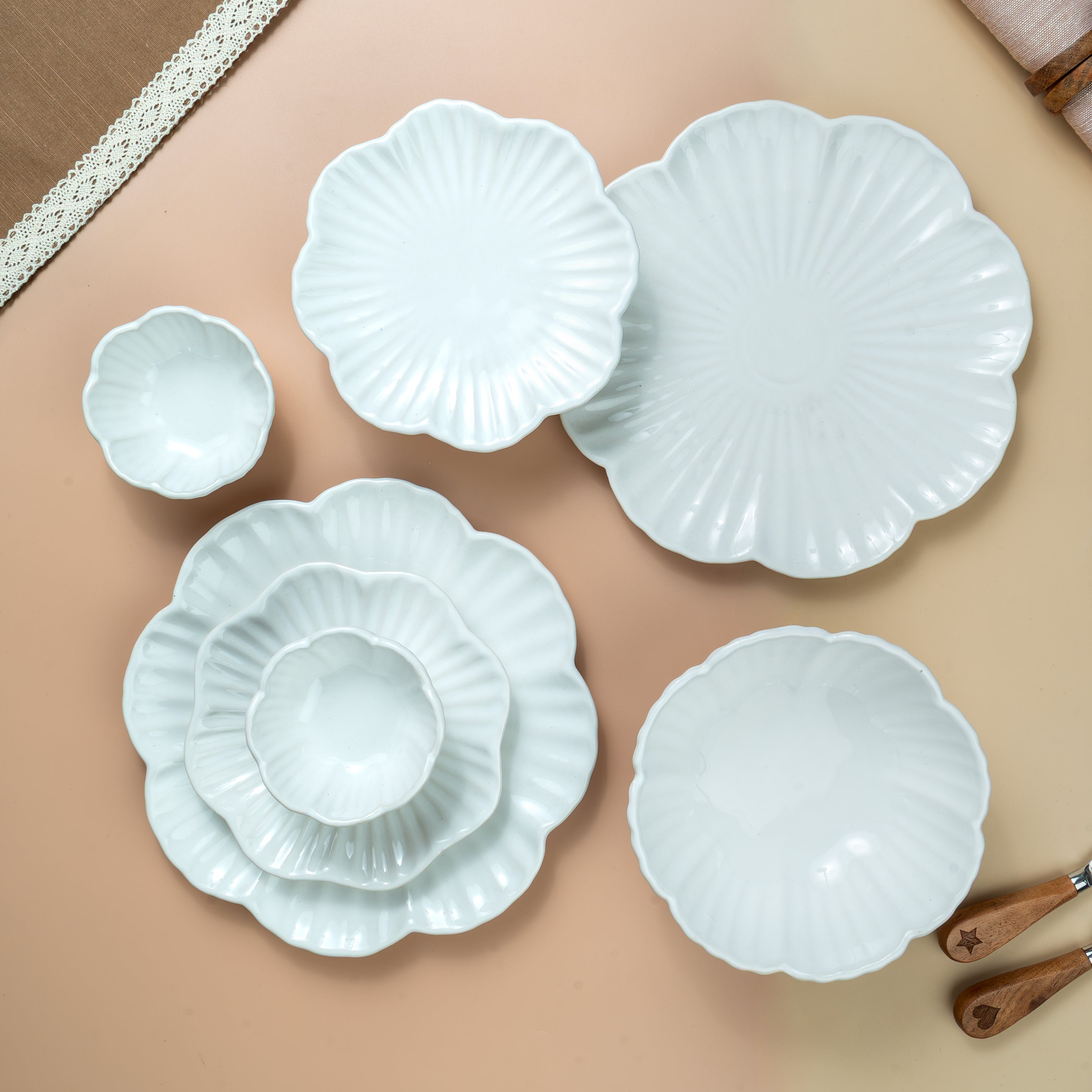 Bloom – Ceramic Dinner Set for 2 (7 pcs)