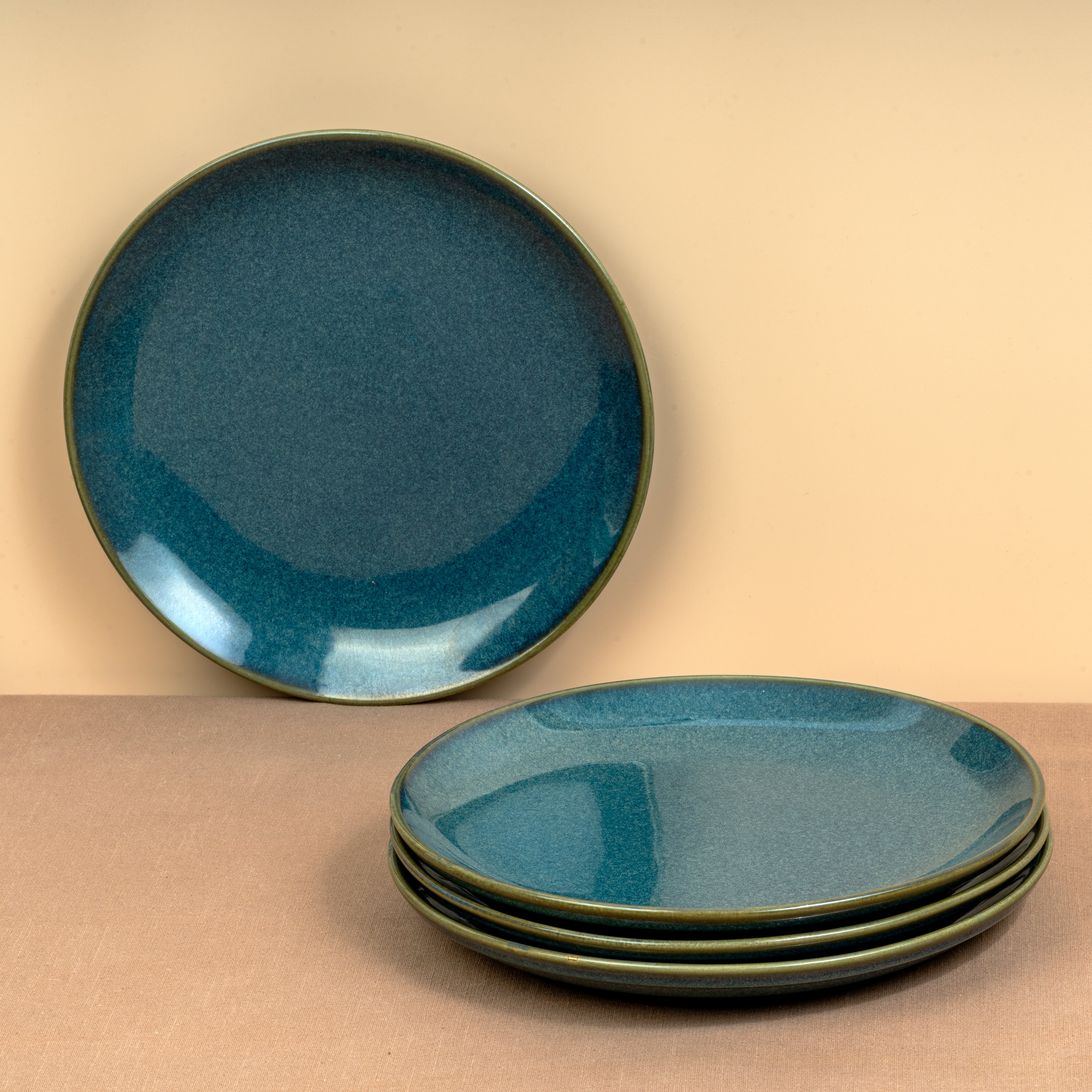 Midnight Tide – Set of 4 Ceramic Dinner Plates