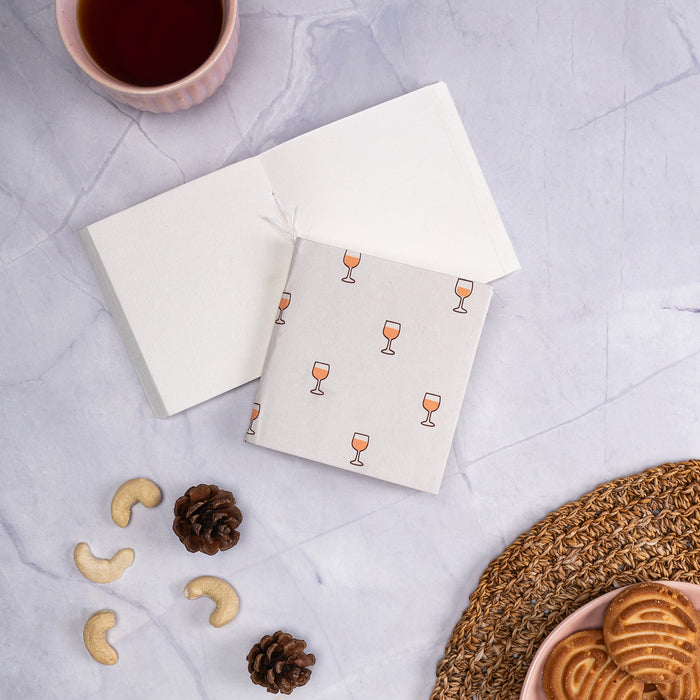 Small Blush Notepad & Small Wine Glass Pocket Diary- Combo