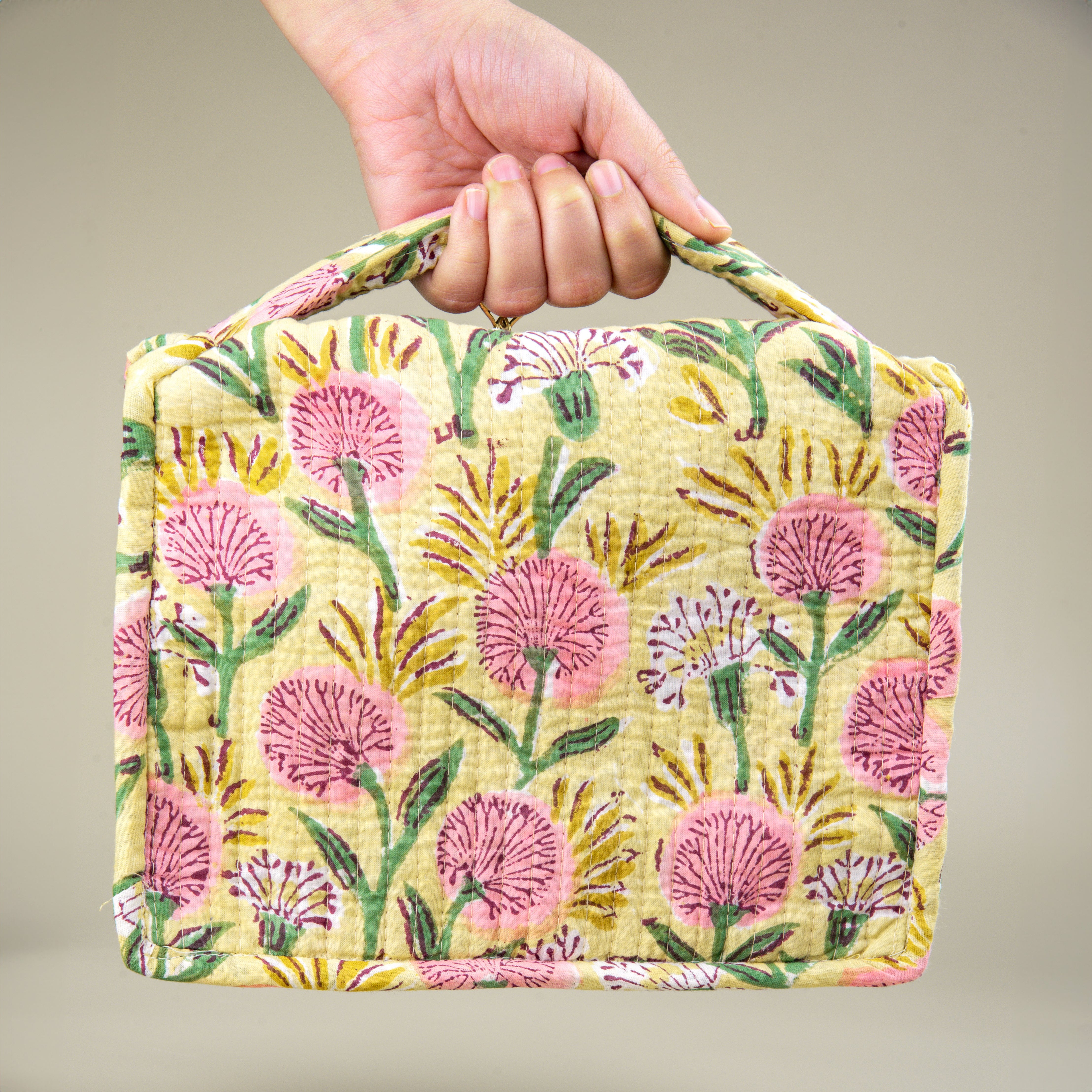 Bags 'Blossom Delight' Block Printed Jewellery & Travel Organizer artmansha
