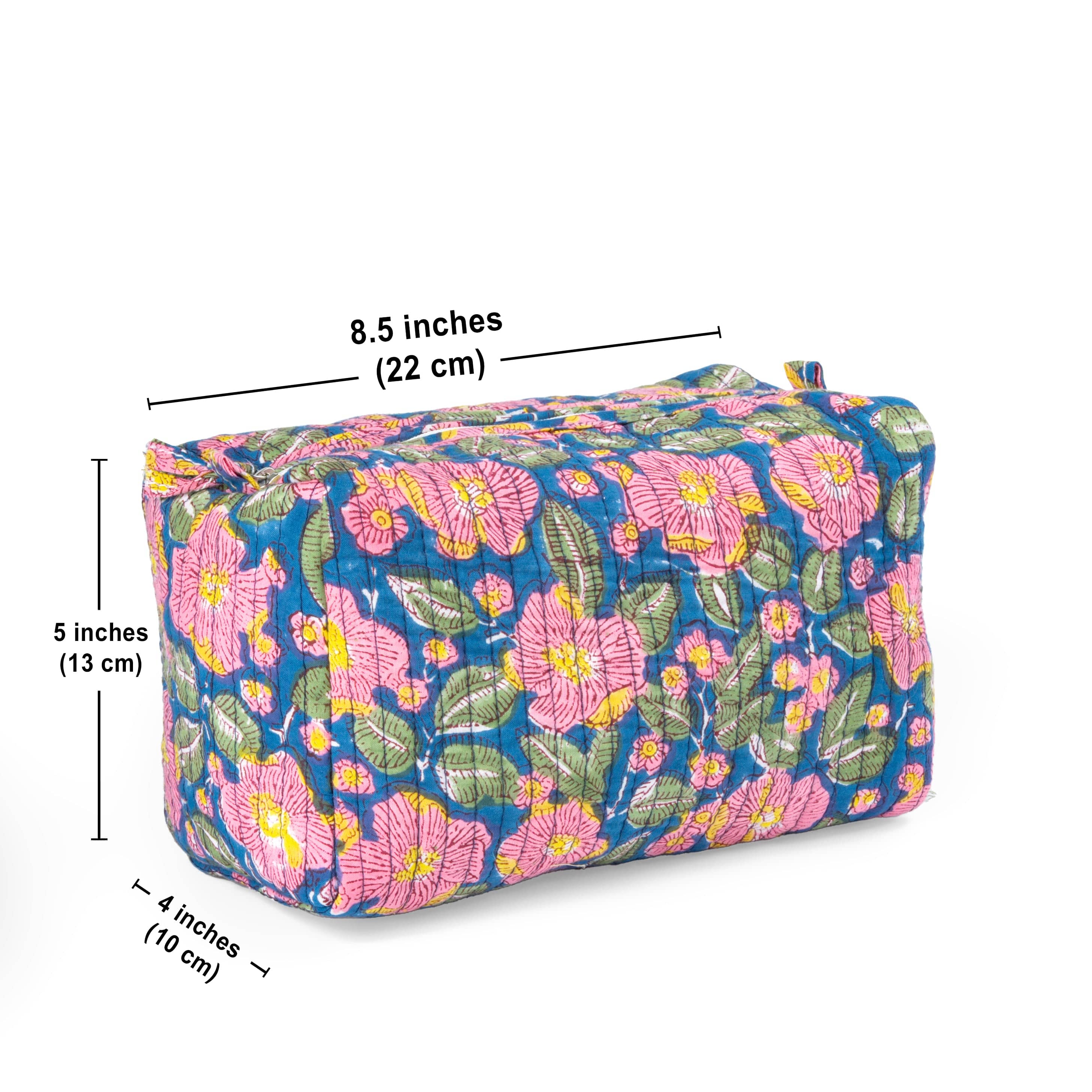 Bags "Garden Paradise" Block Printed Quilted Toiletry Pouch – Medium artmansha