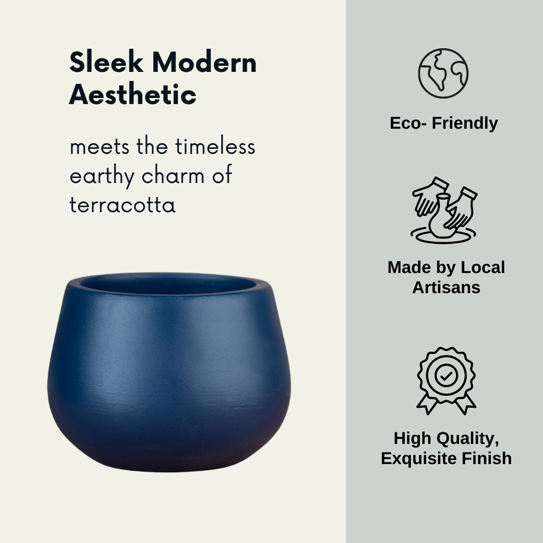 Pots & Planters Artmansha 'Minimal' Dark Blue Terracotta Planter artmansha